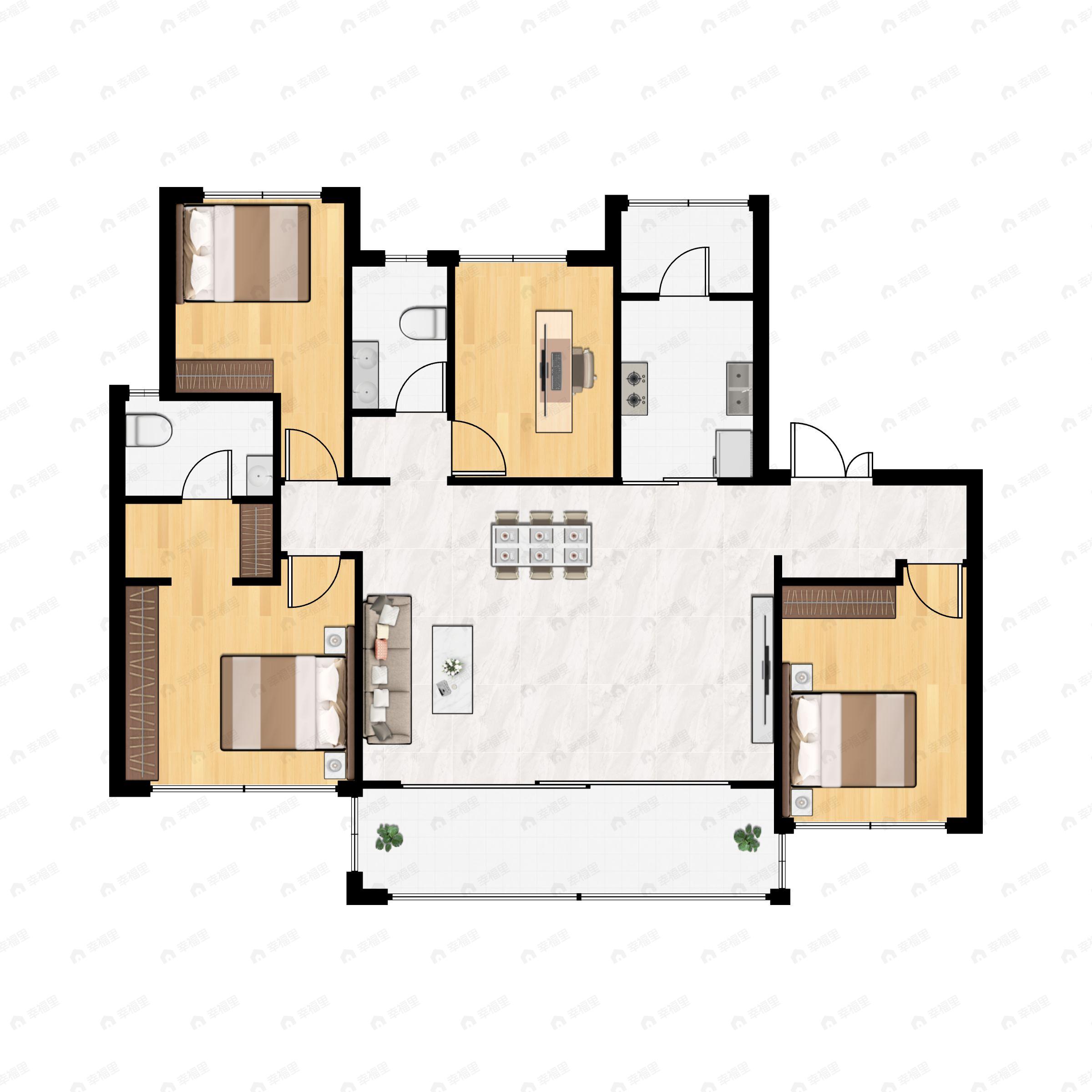 4室2厅2卫建面143平户型图