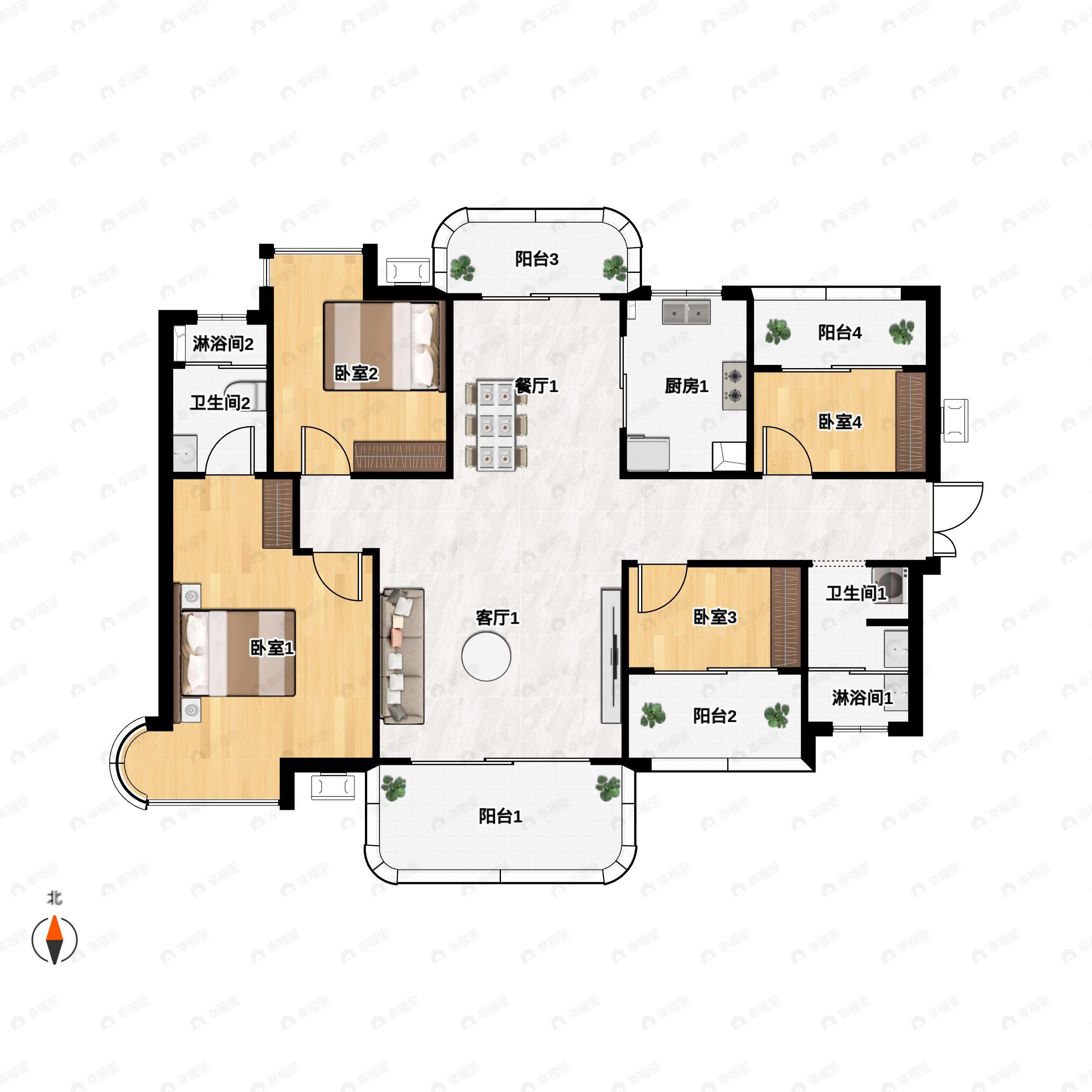 锦绣三润城4室2厅2卫户型图