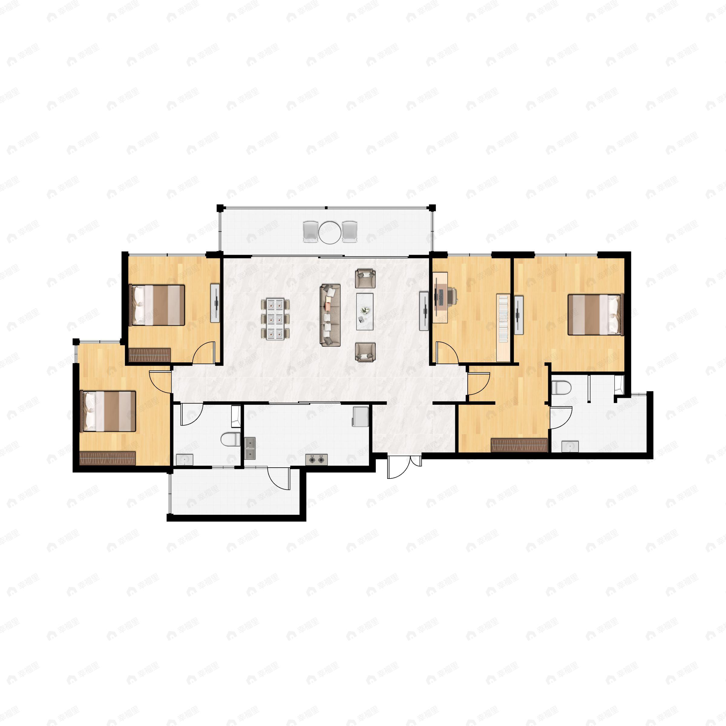 4室2厅2卫建面160平户型图