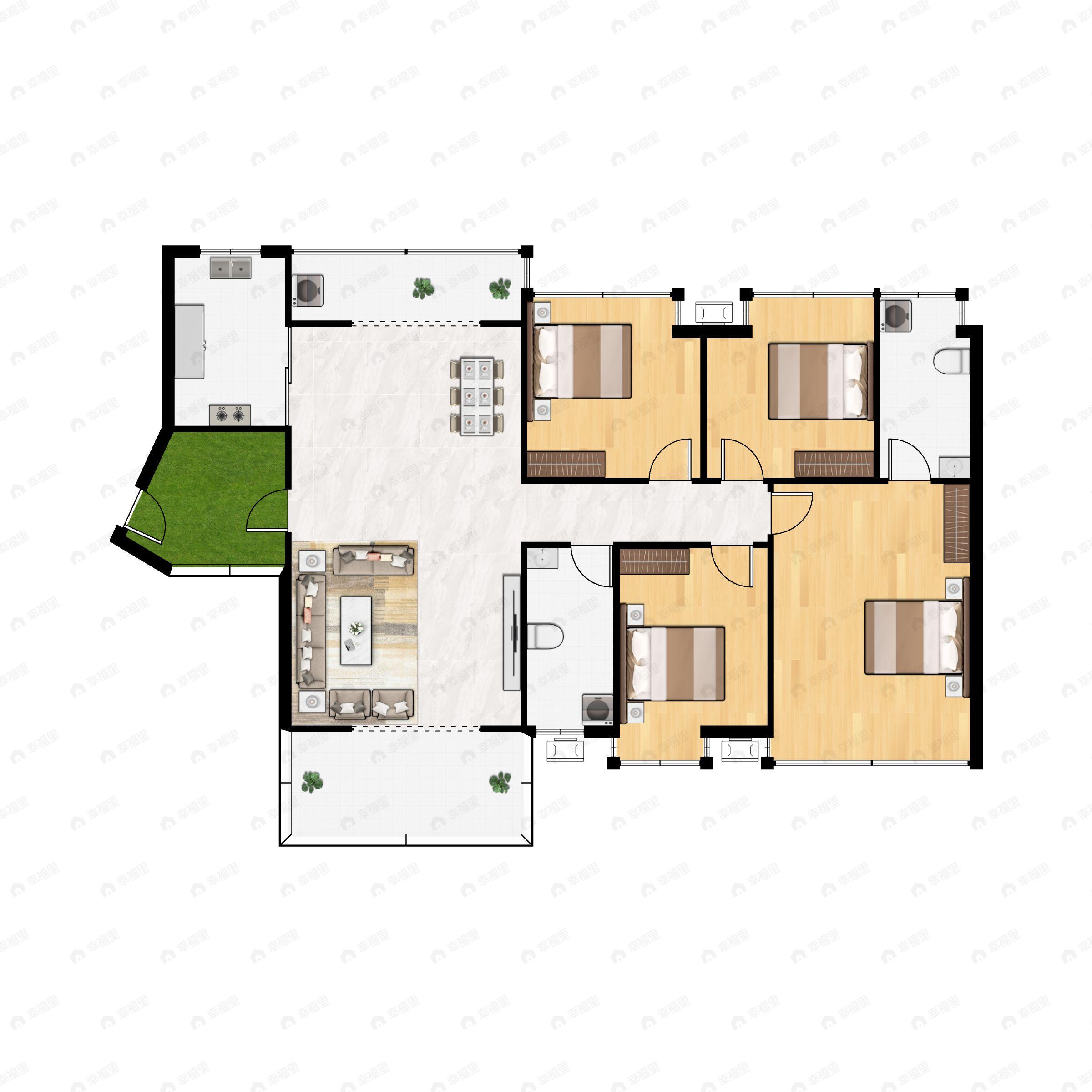 4室2厅2卫建面127平户型图