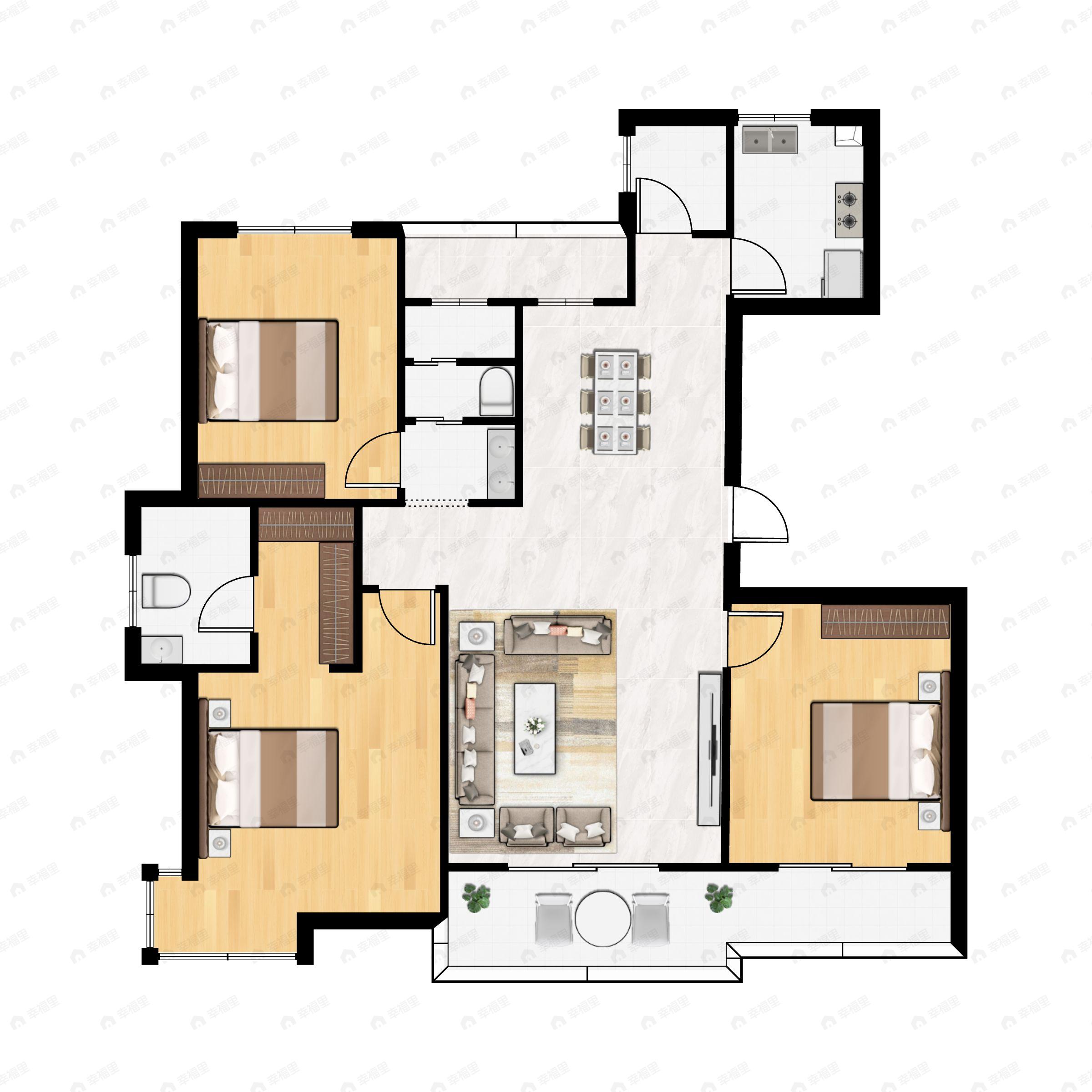 银城京梁合荣印3室2厅2卫户型图