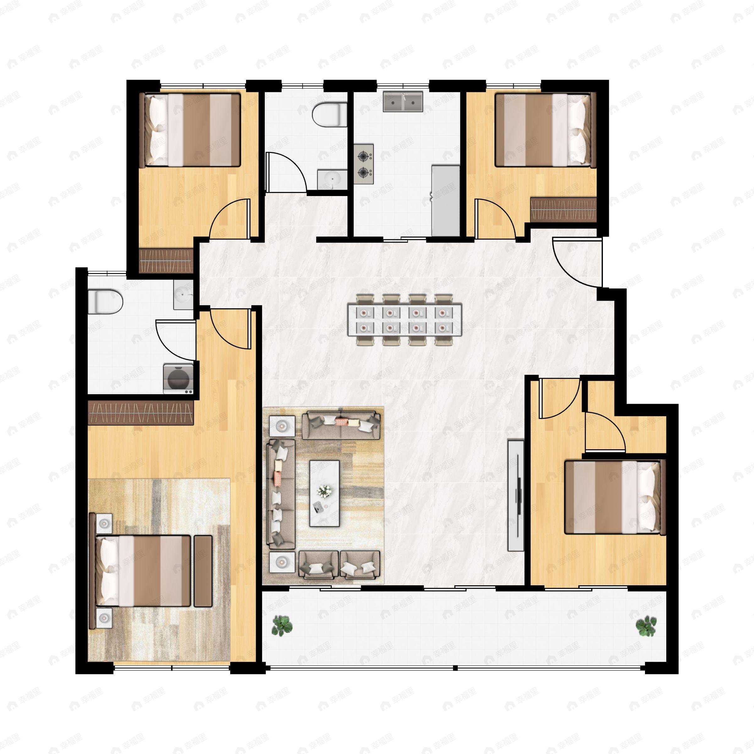 中冶国锐锦绣雅著4室2厅2卫户型图