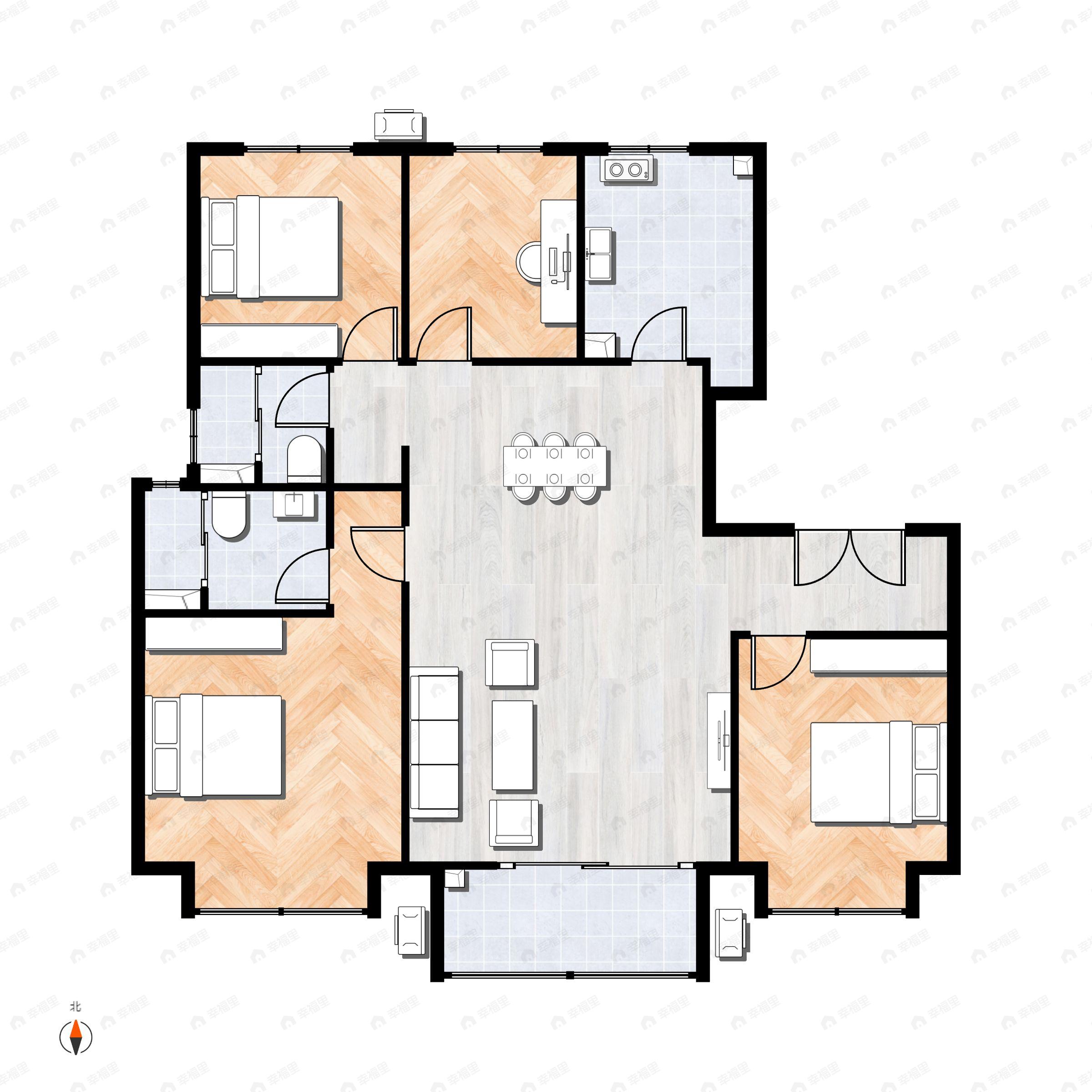 4室2厅2卫建面119平户型图