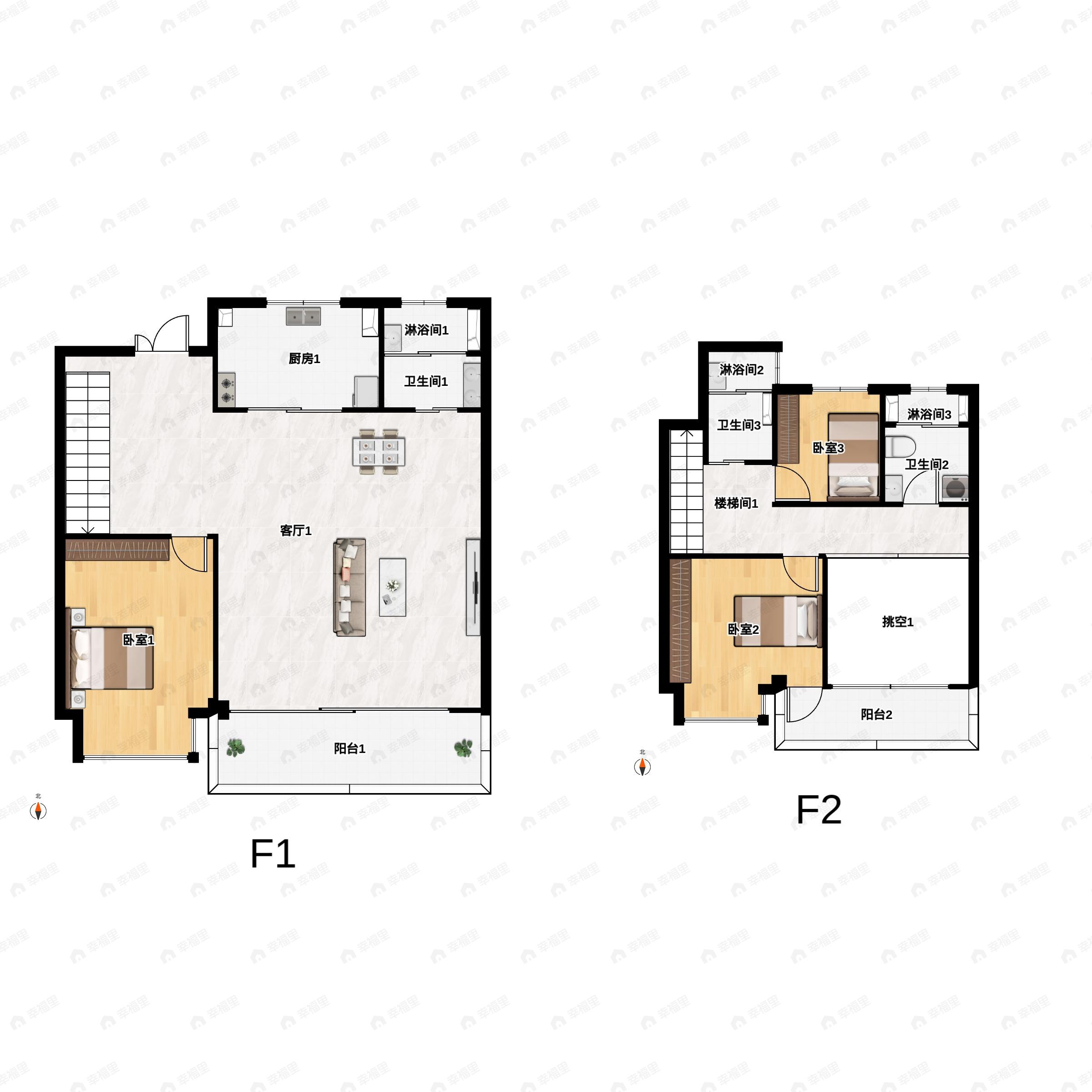 4室2厅3卫建面163平户型图