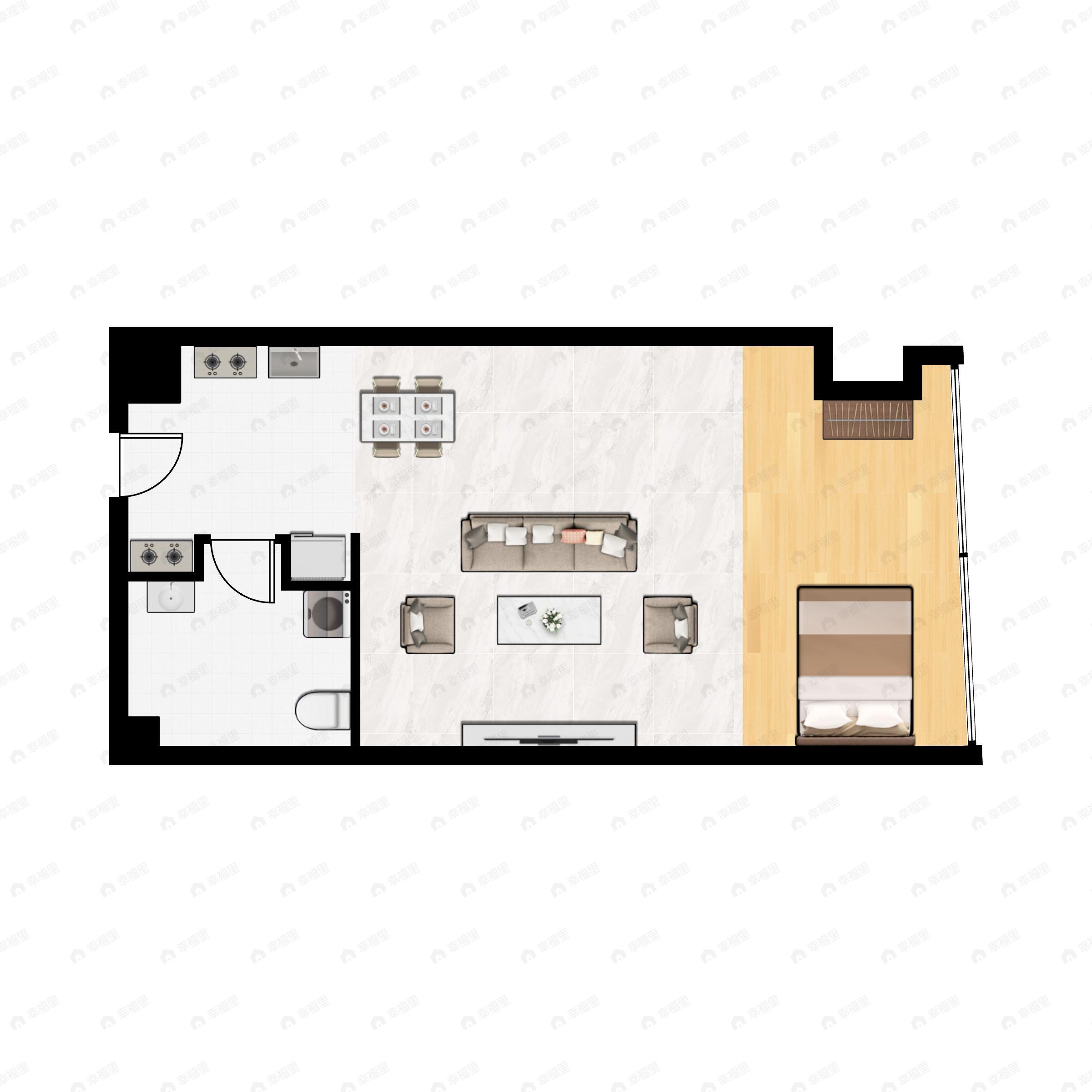 2室1厅1卫建面54平户型图