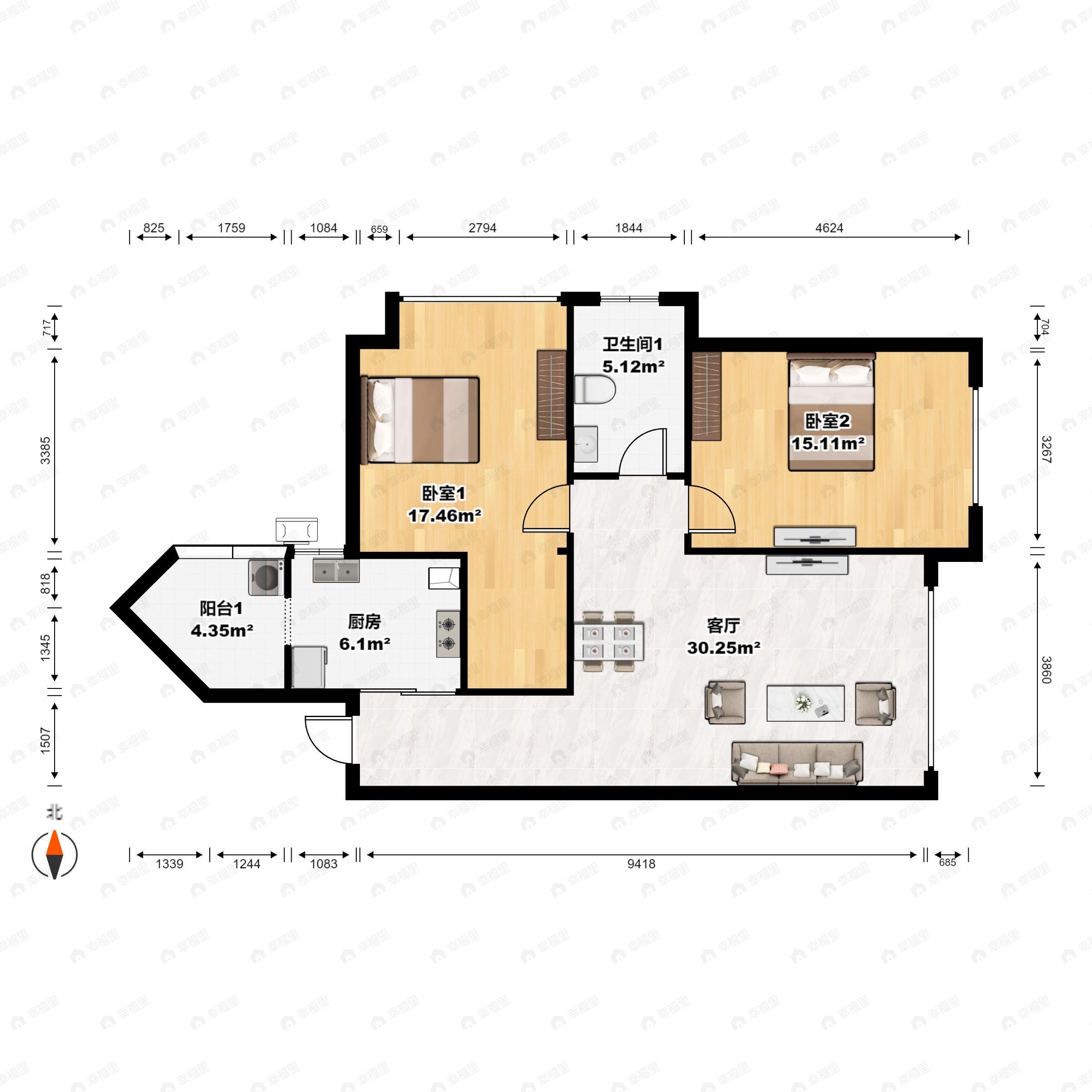 新筑鼎峰3室2厅1卫户型图