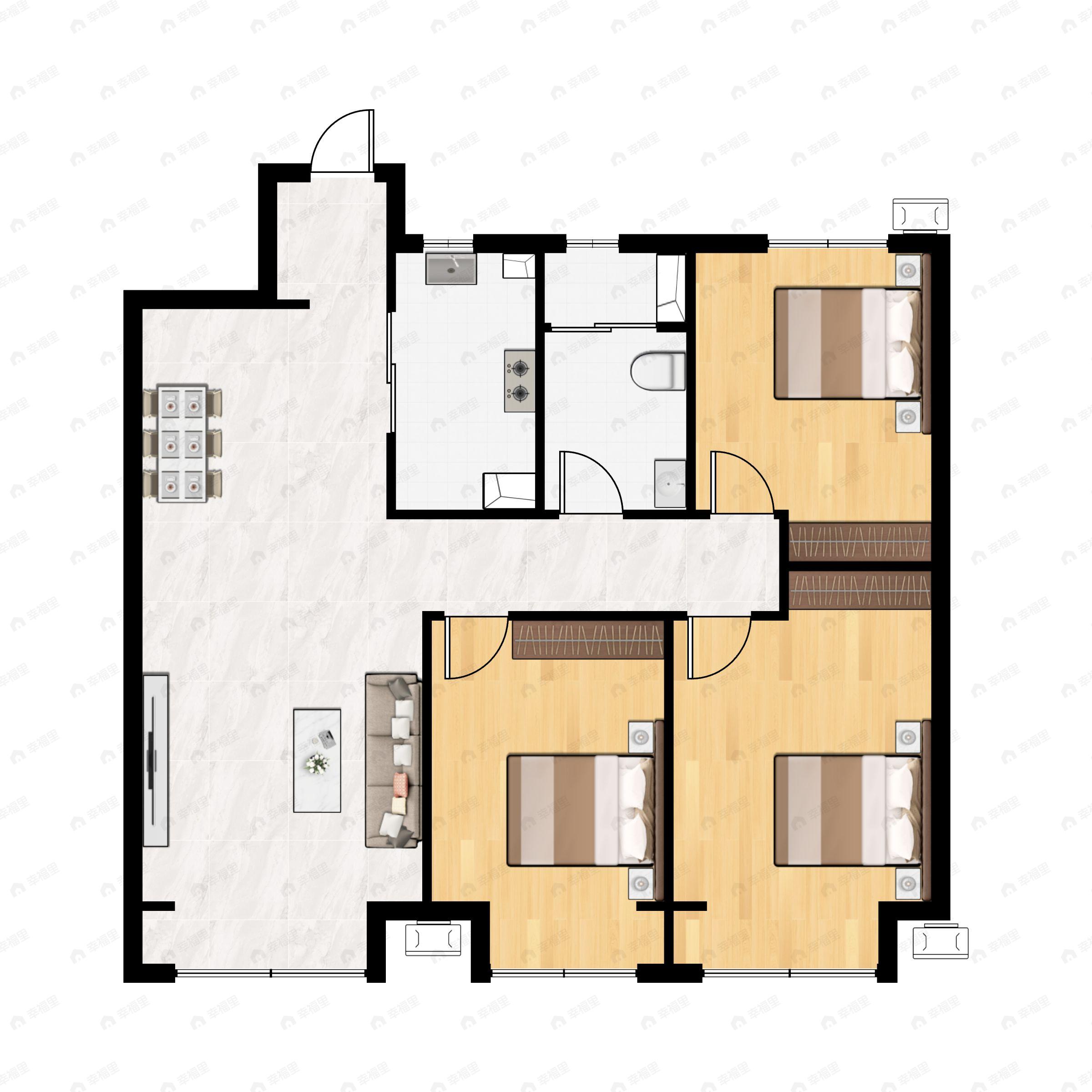 3室2厅2卫建面115平户型图