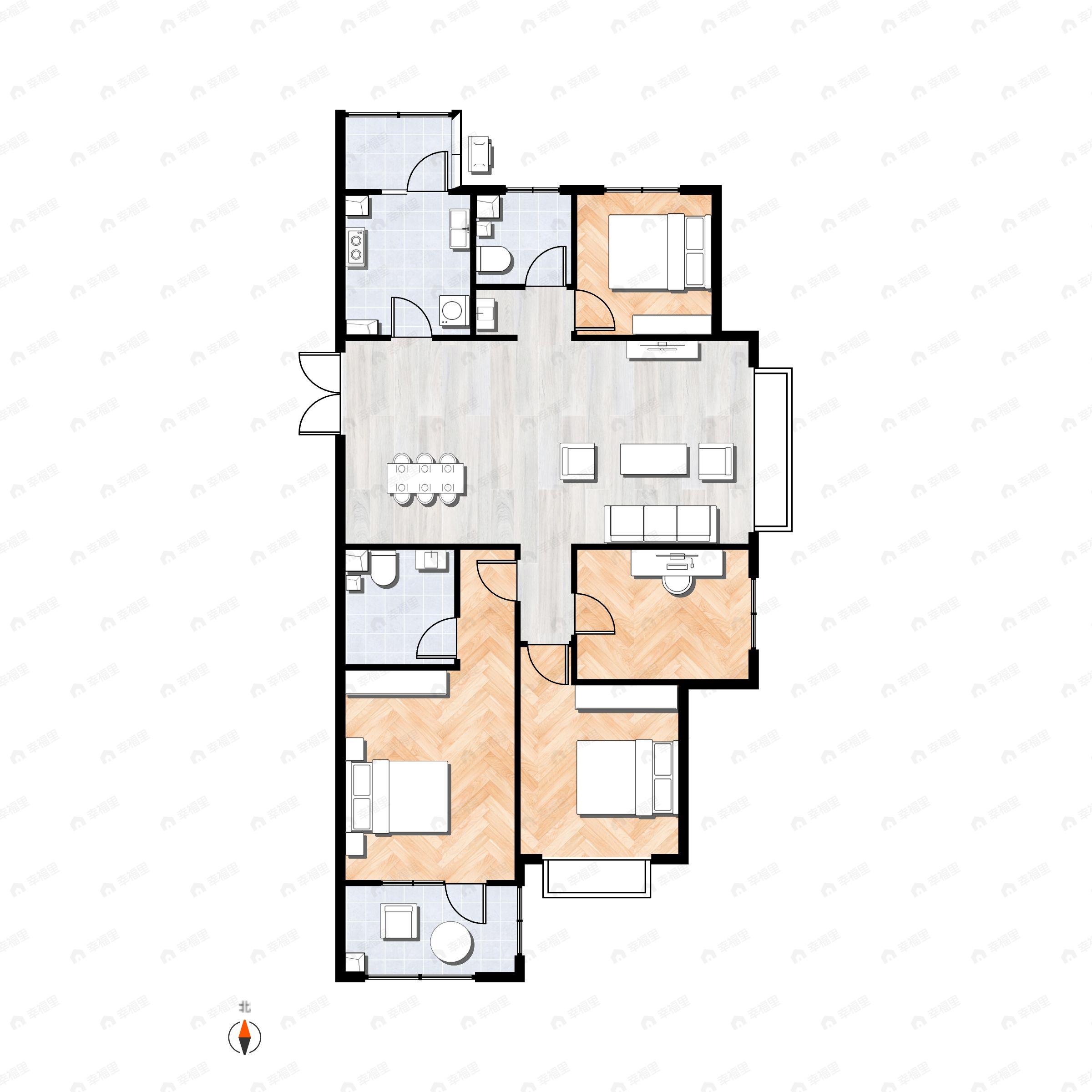 4室2厅2卫建面145平户型图