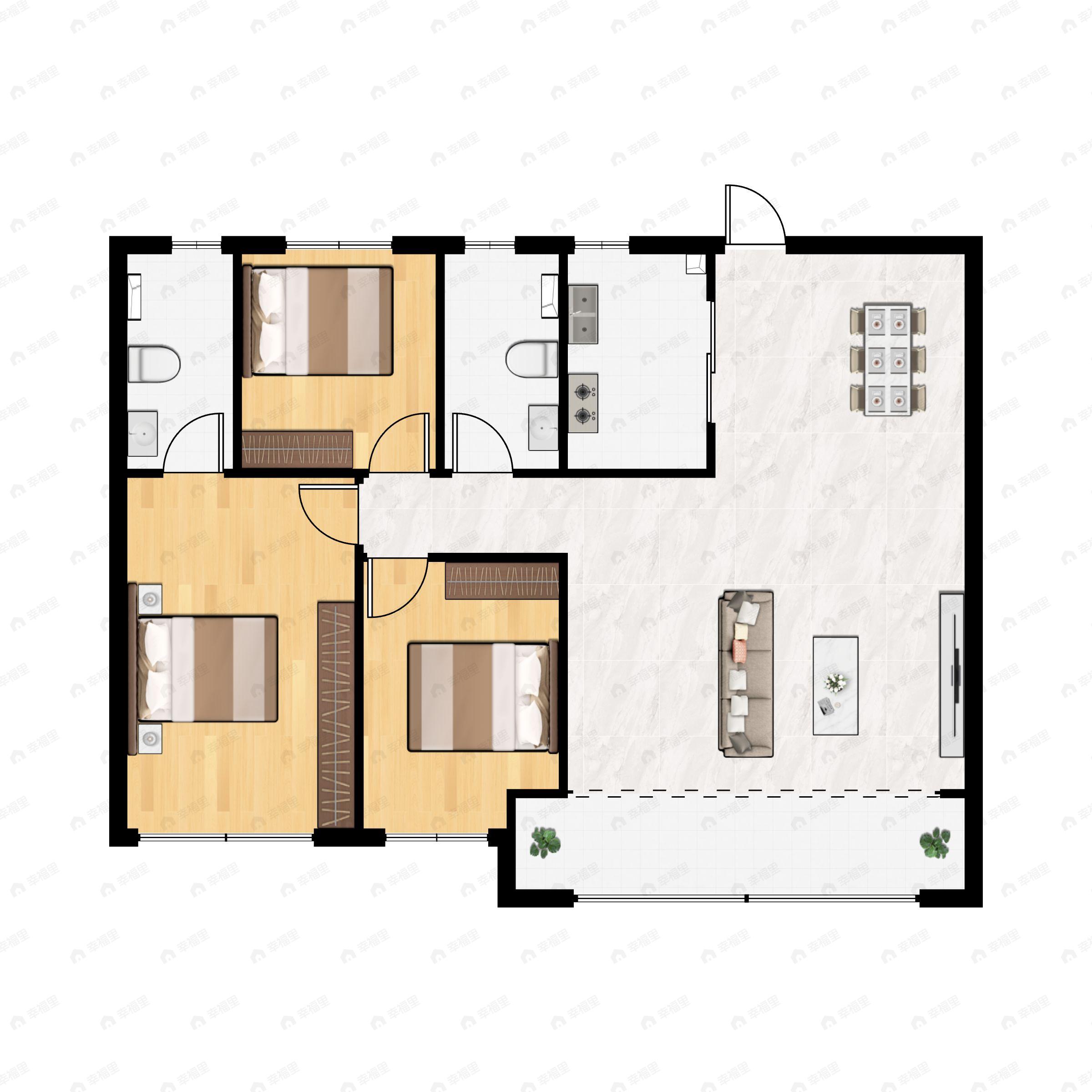 3室2厅2卫建面143平户型图