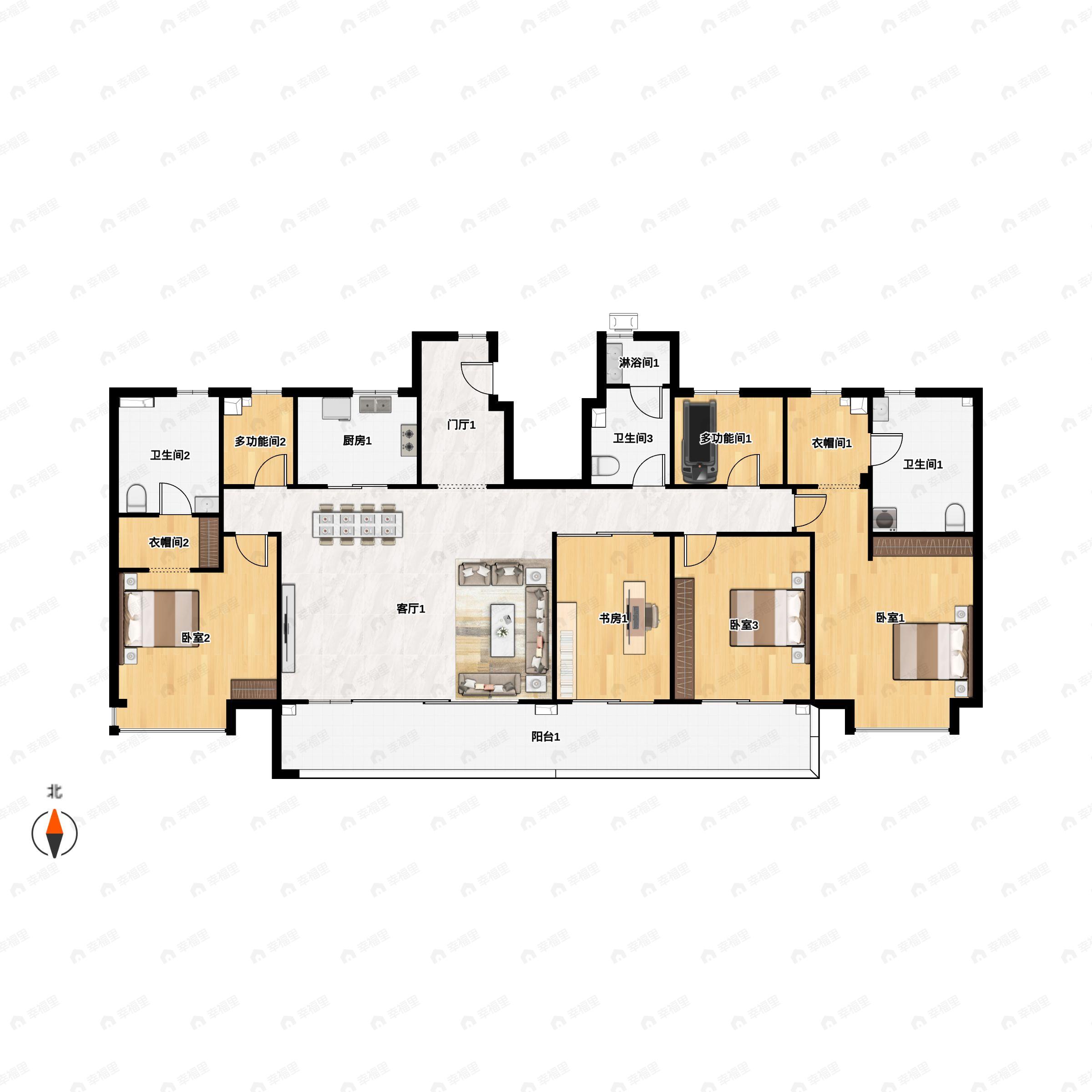 5室2厅3卫建面215平户型图