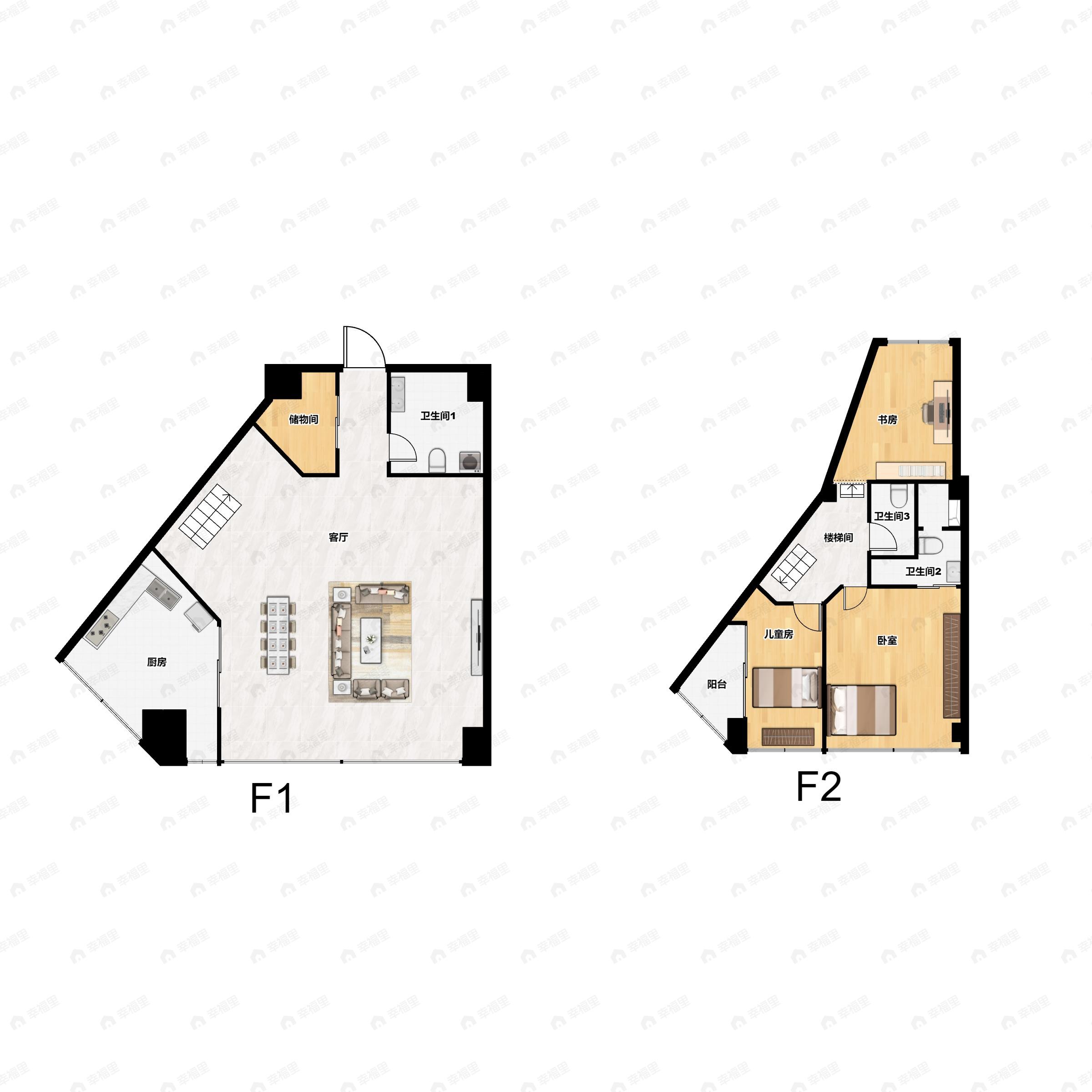 3室2厅2卫建面103平户型图