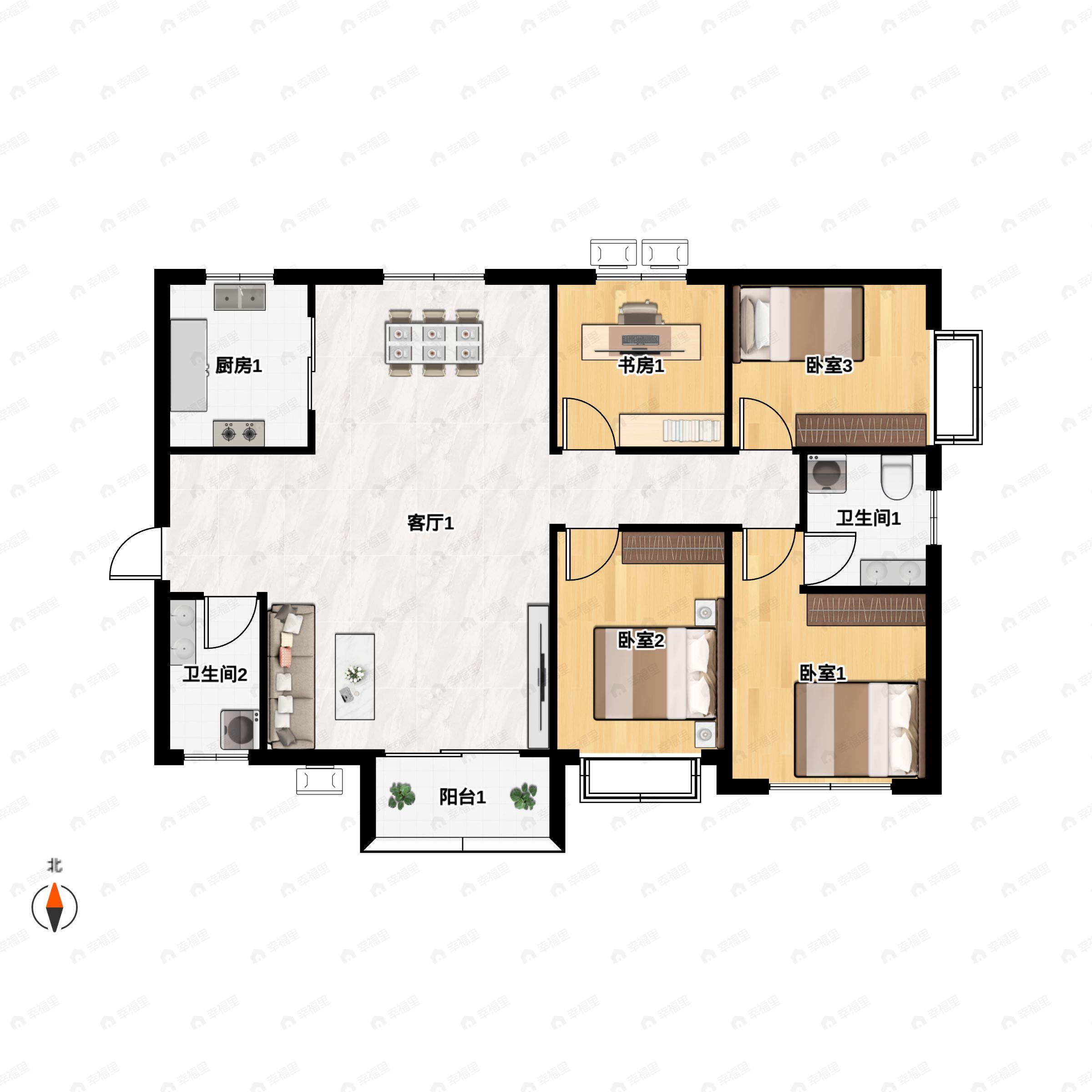 4室2厅2卫建面159平户型图