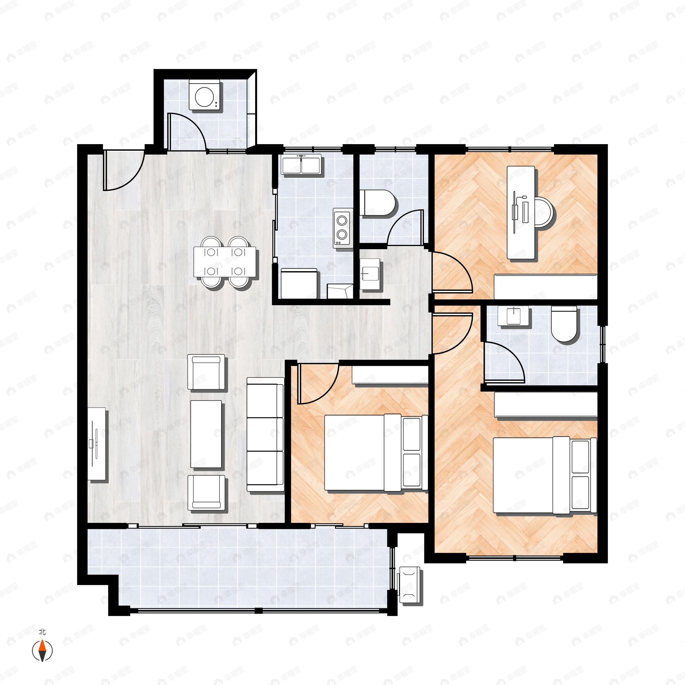 3室2厅2卫建面117平户型图