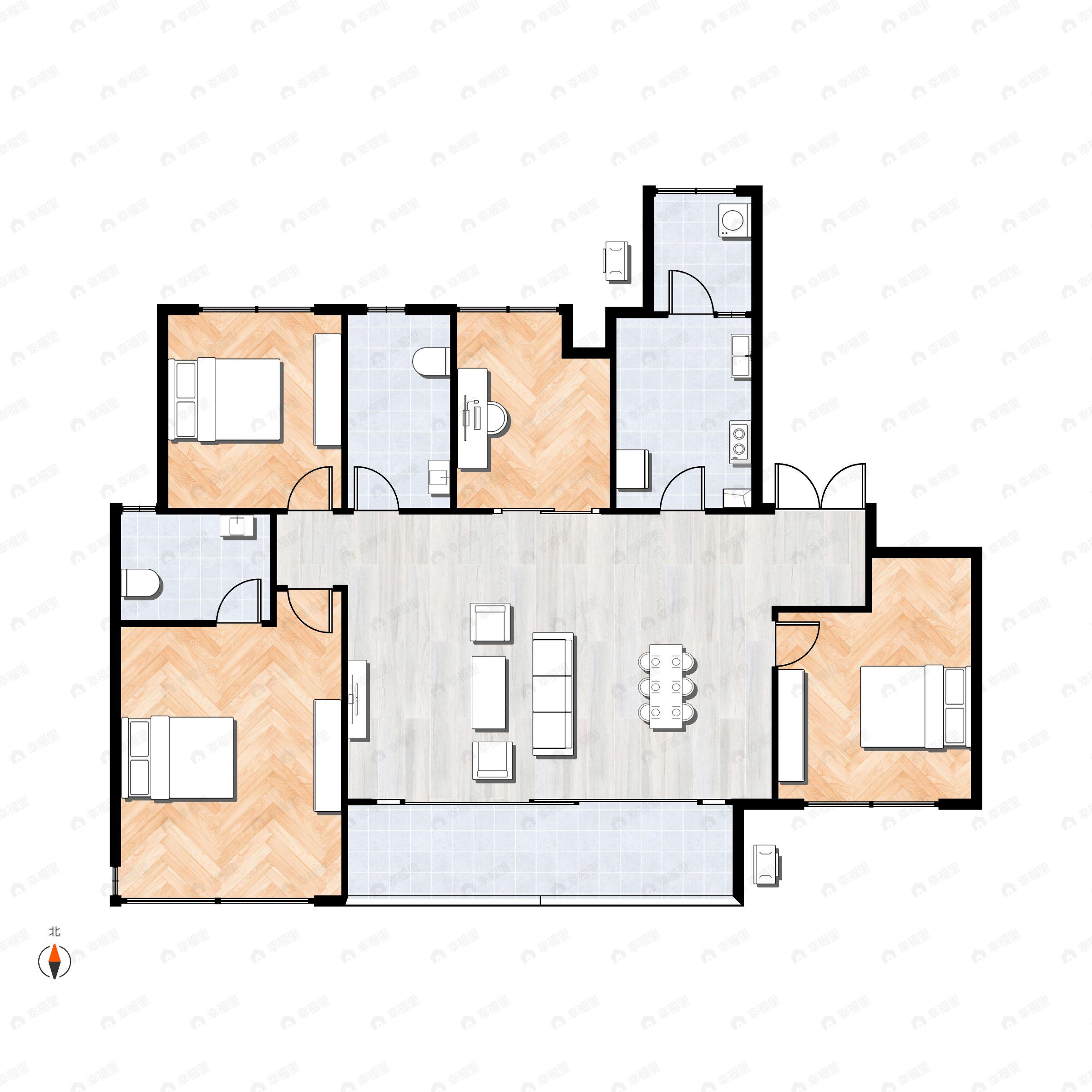 4室2厅2卫建面138平户型图