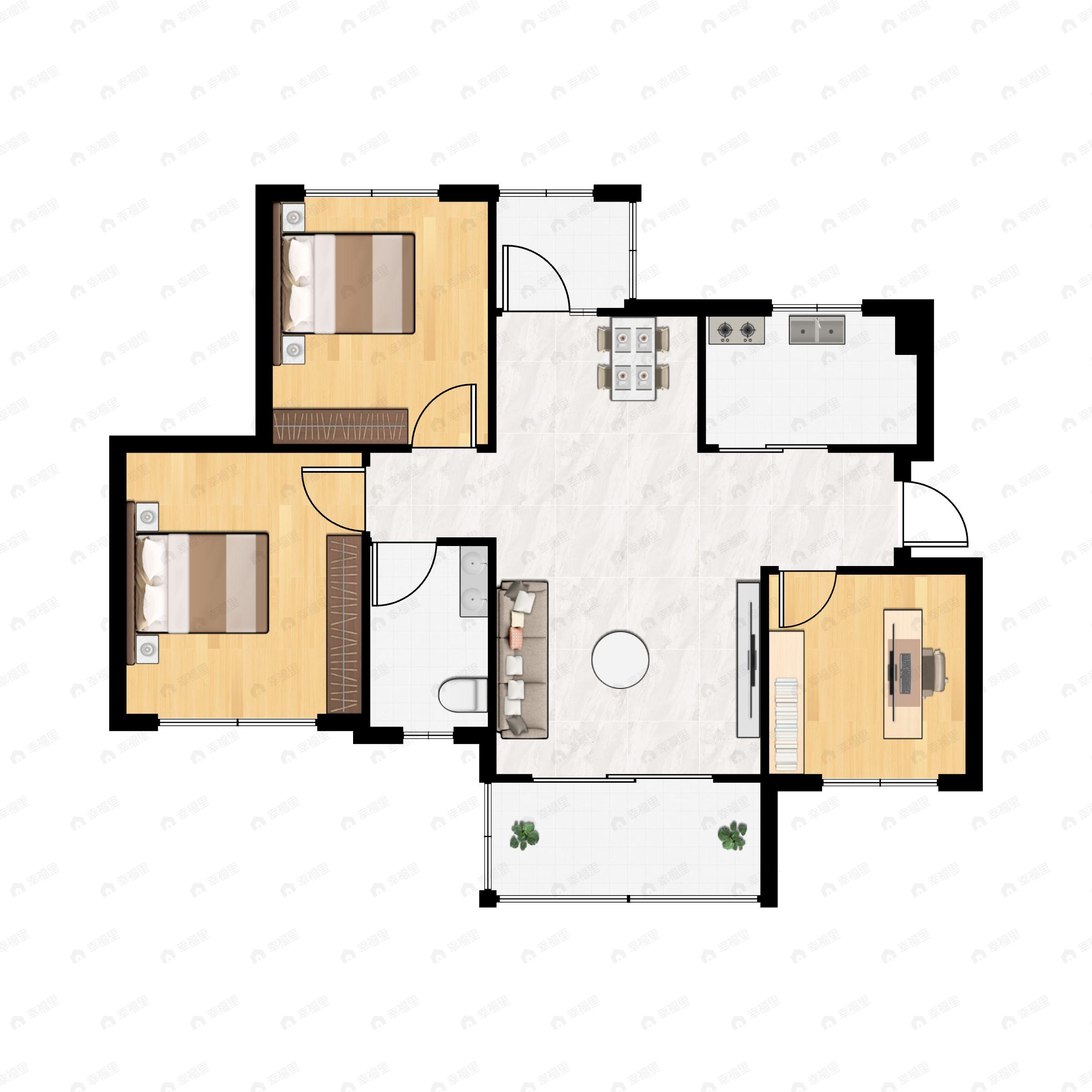 优筑河东天骄院3室2厅1卫户型图