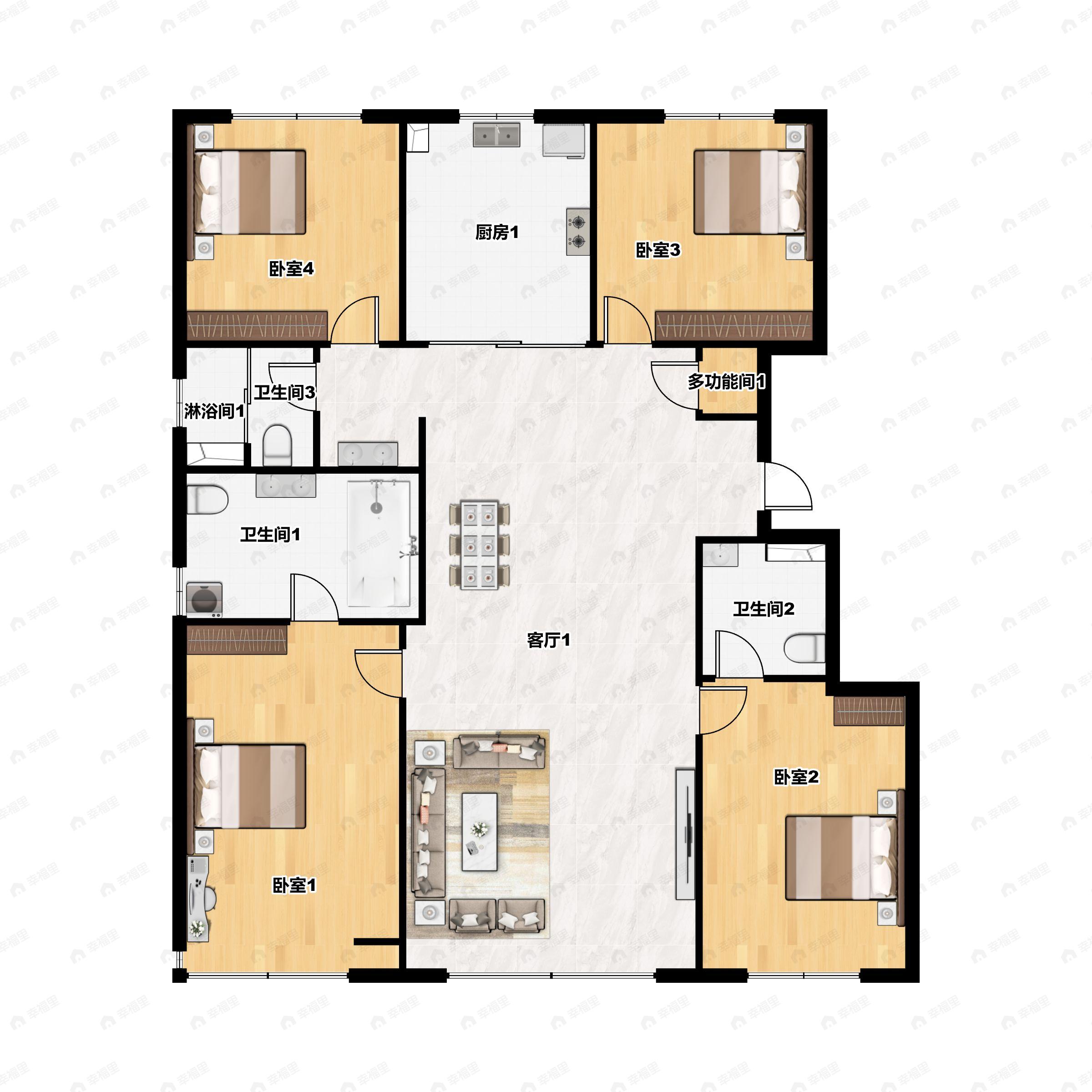 京投发展·森与天成4室2厅3卫户型图