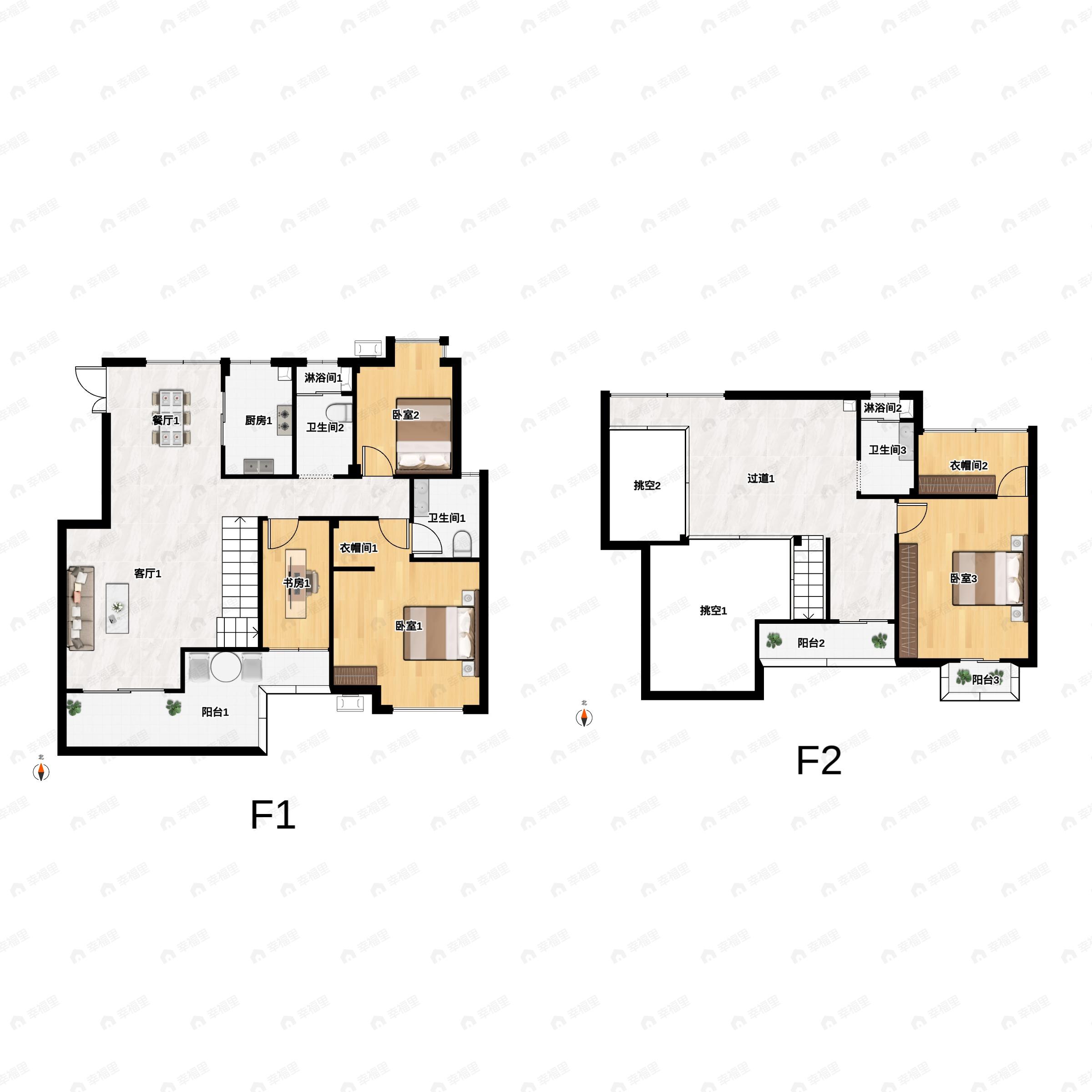 5室2厅3卫建面181平南|北户型图