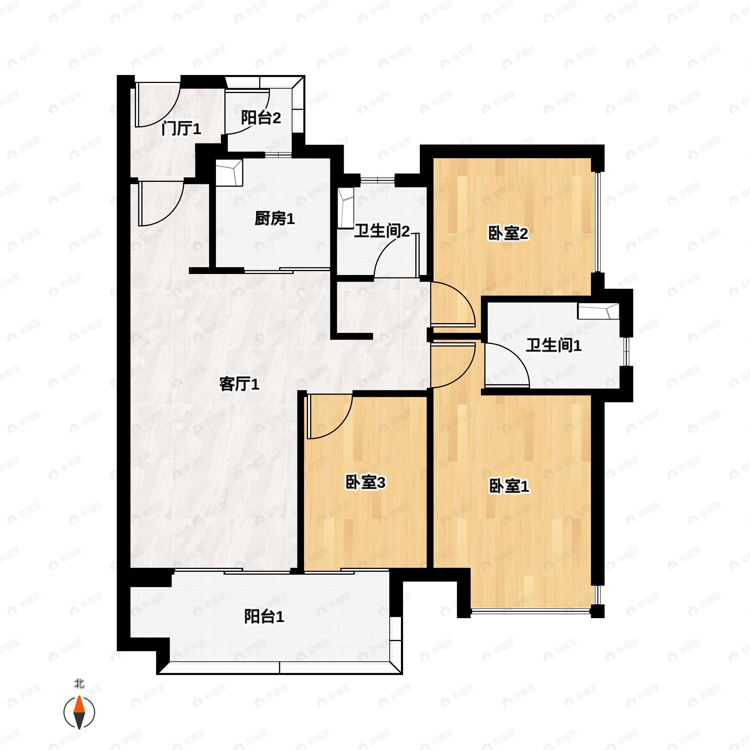 3室2厅2卫建面113平户型图