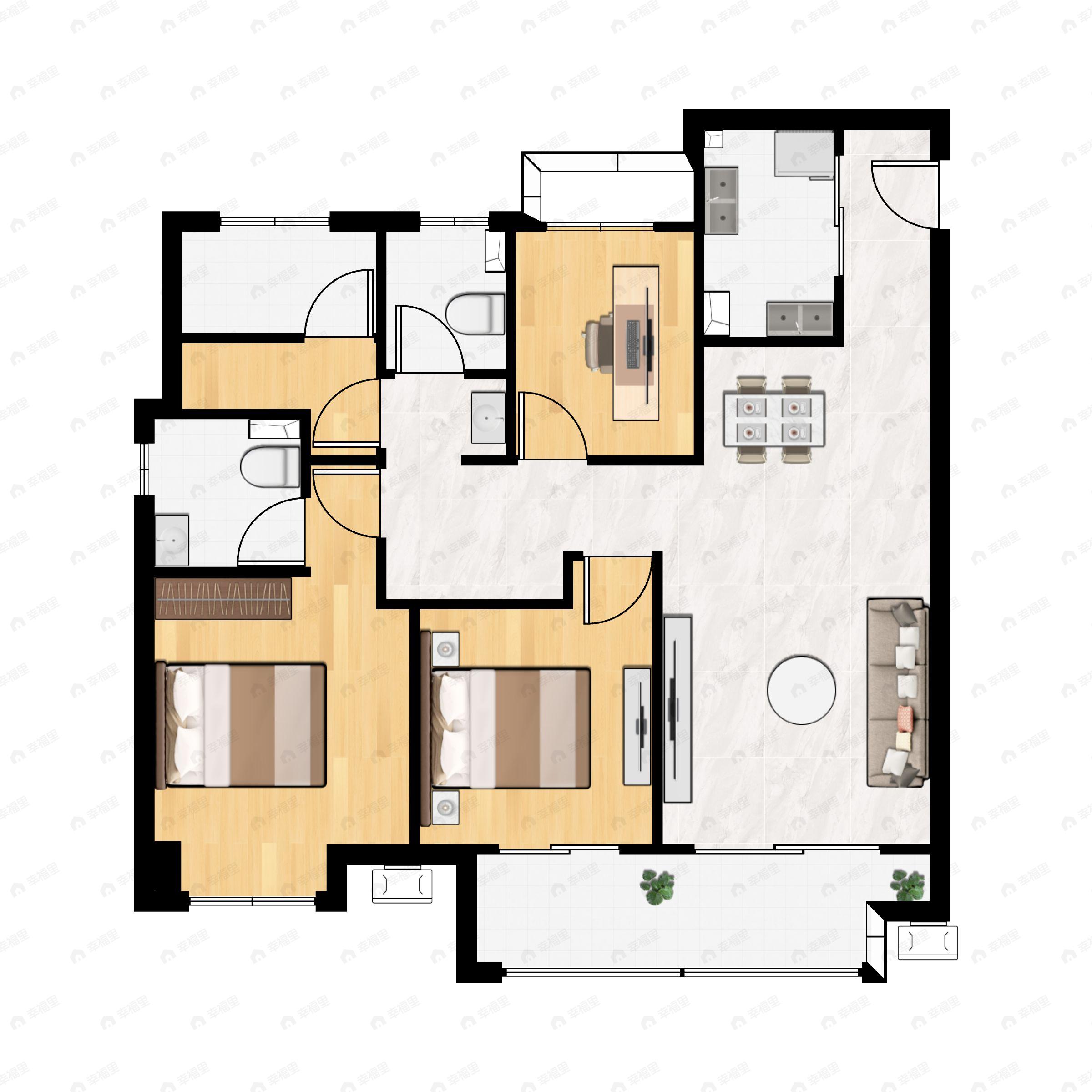 4室2厅2卫建面125平户型图