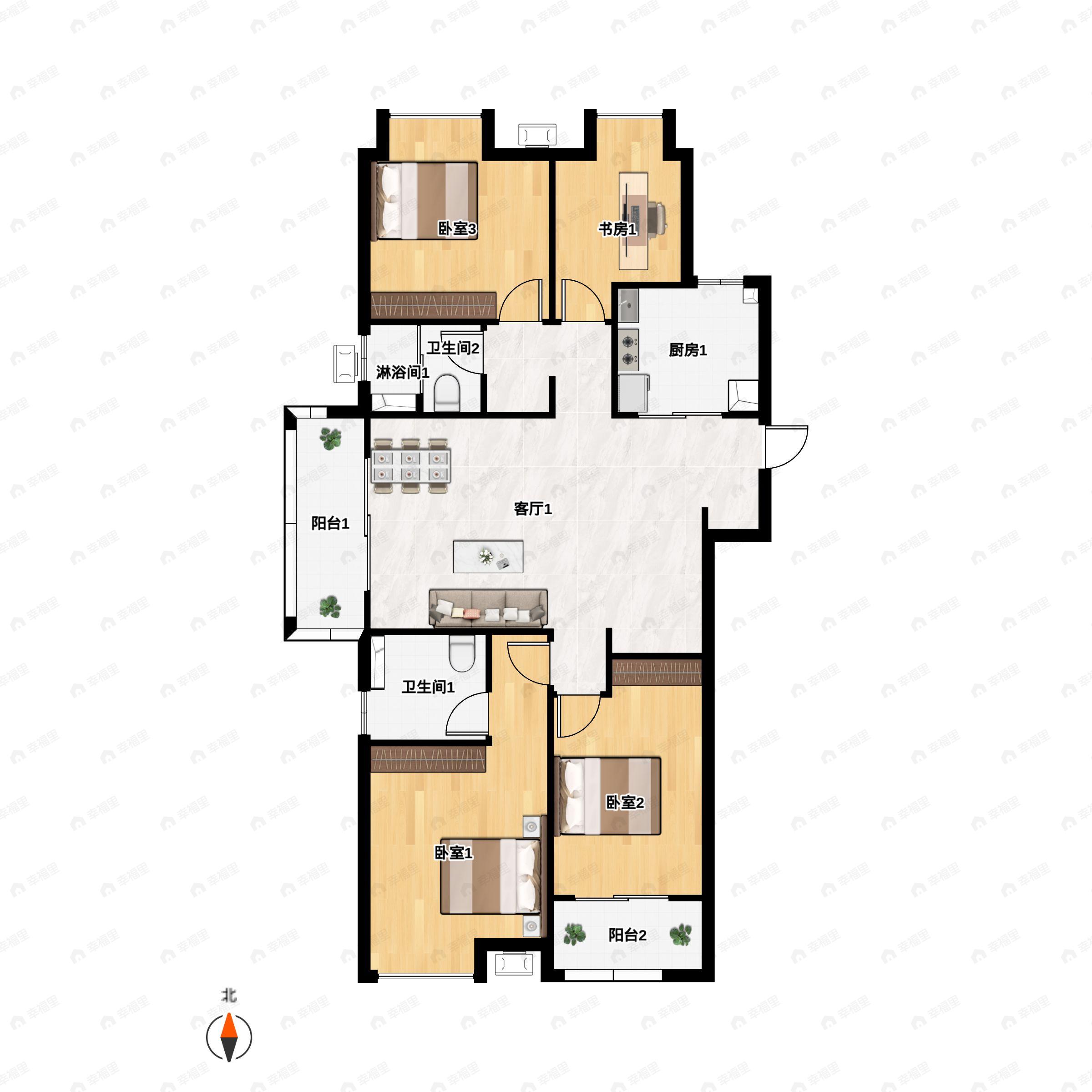 5室2厅3卫建面240平户型图