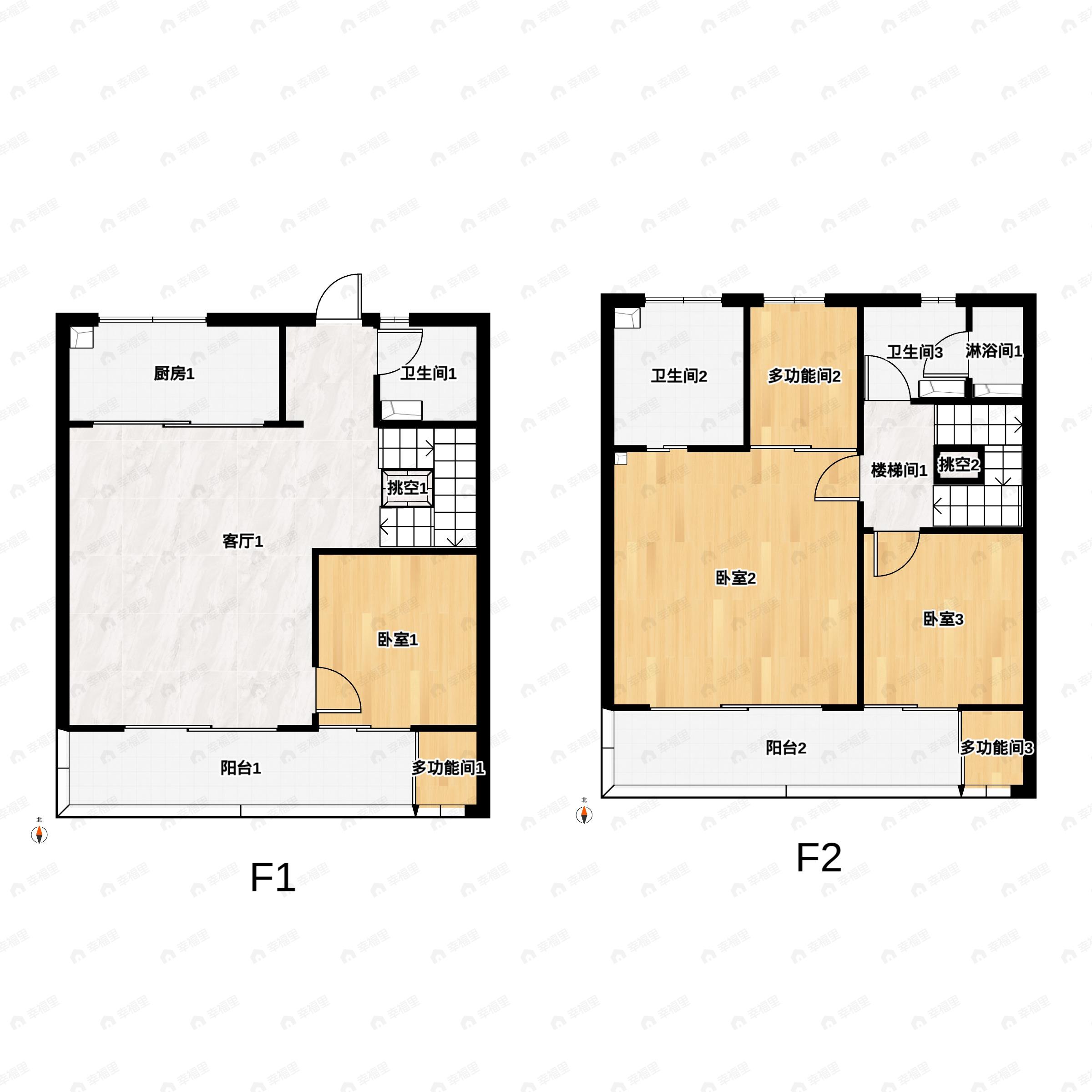 3室2厅3卫建面175m²南户型图