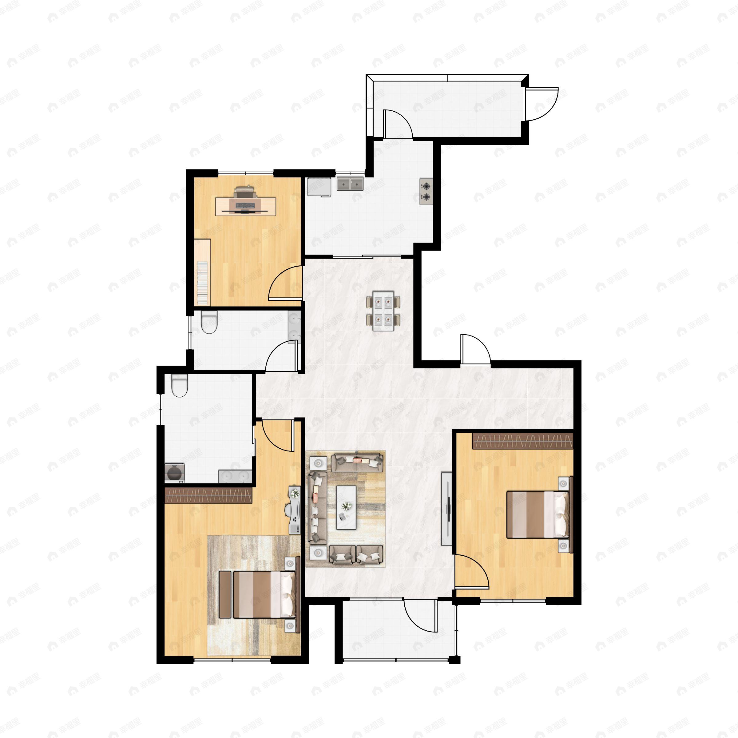 3室2厅2卫建面143平户型图