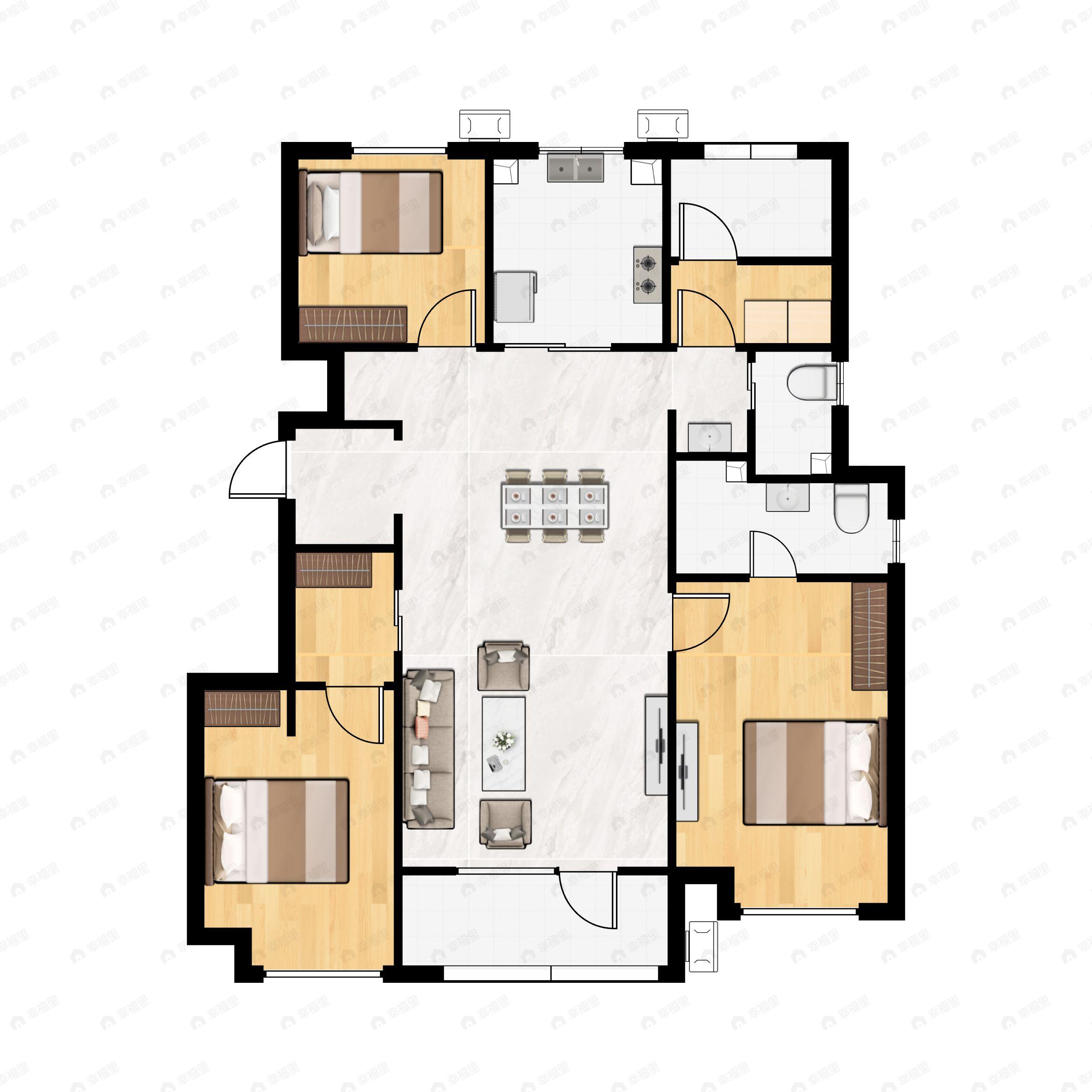 4室2厅2卫建面118平户型图