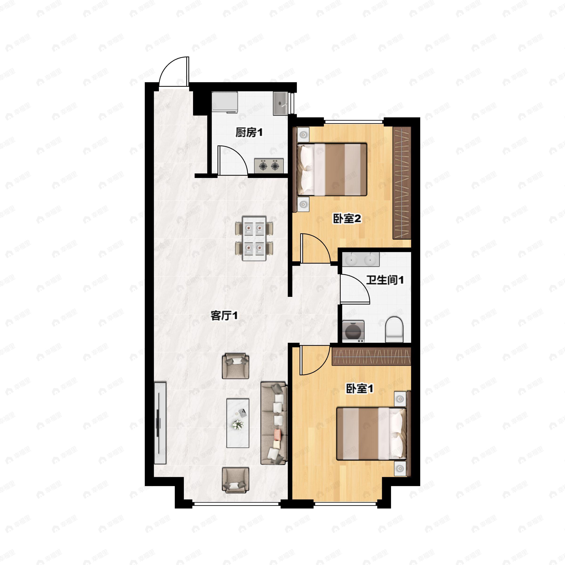 嘉惠九里2室2厅1卫户型图