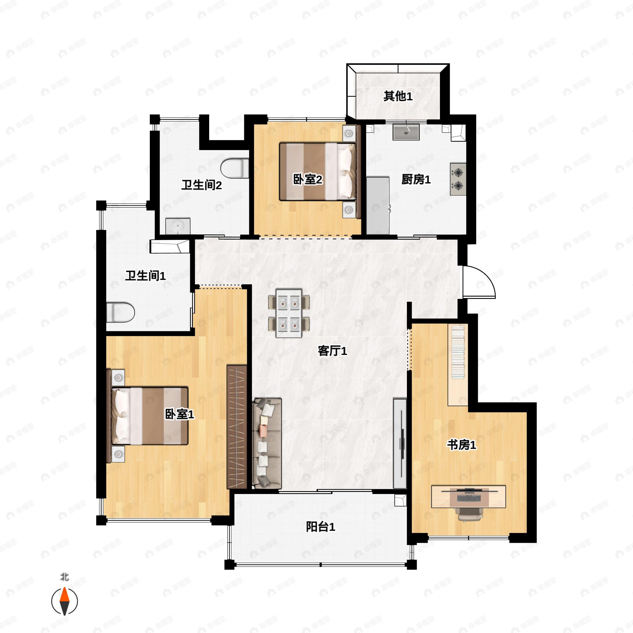 海上溪云3室2厅2卫户型图