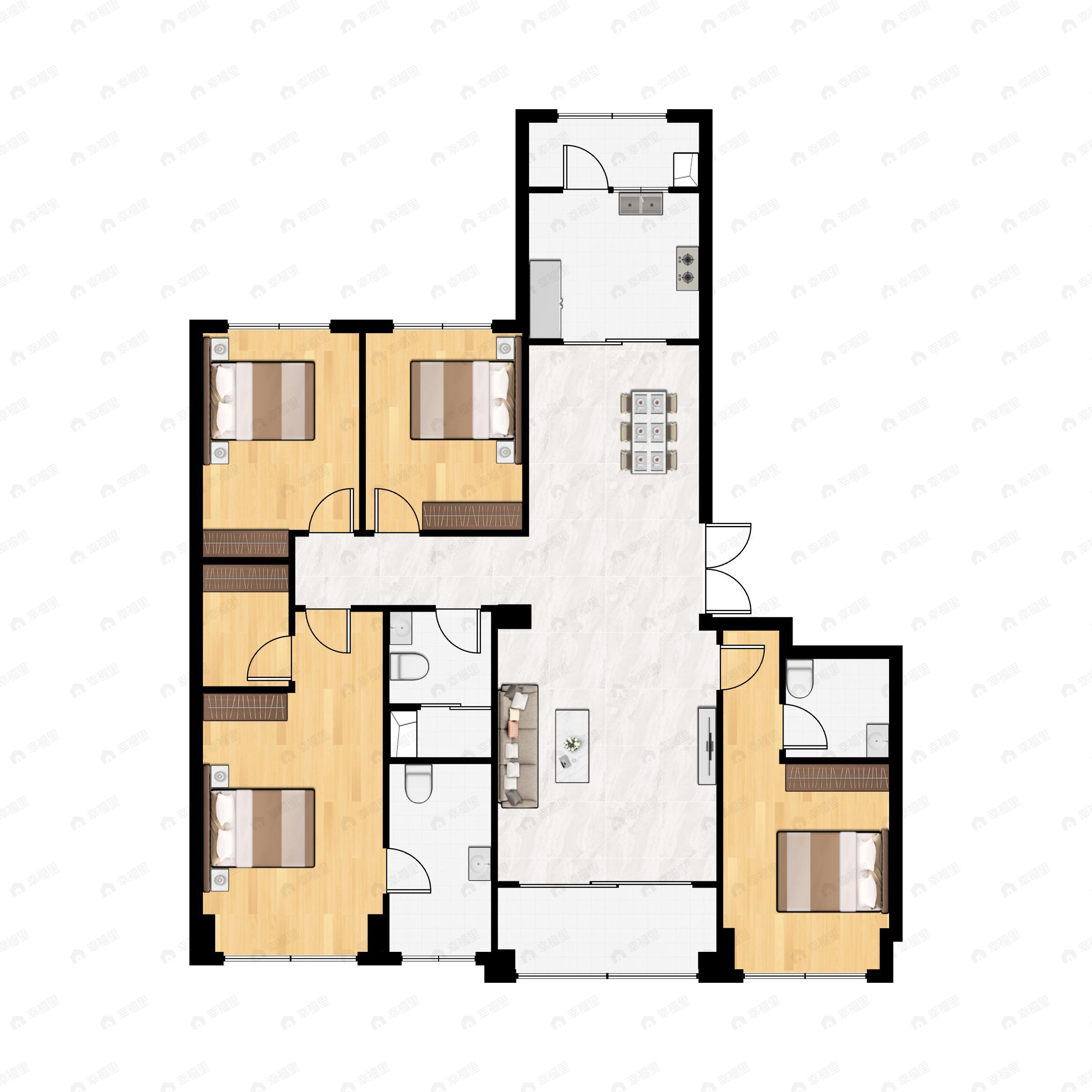 4室2厅3卫建面215平户型图
