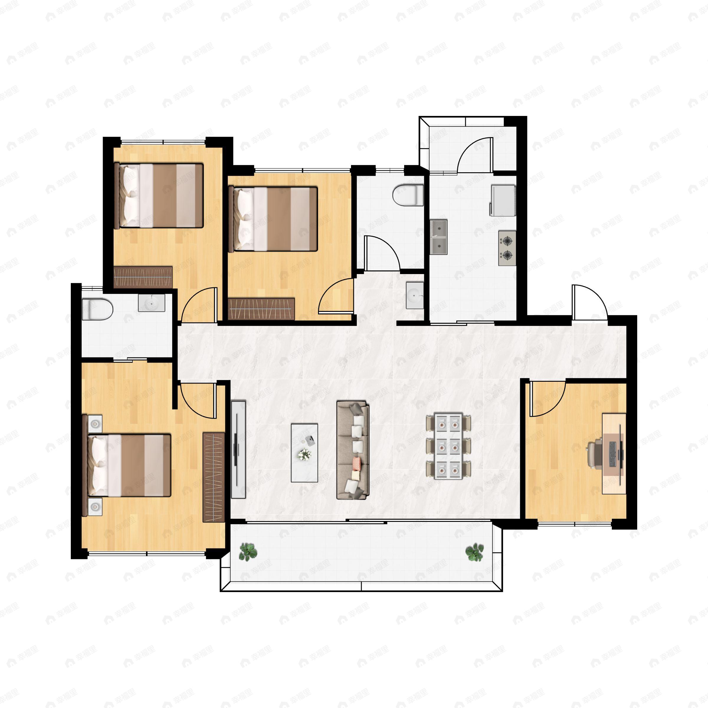 城投艺墅语湖4室2厅2卫户型图