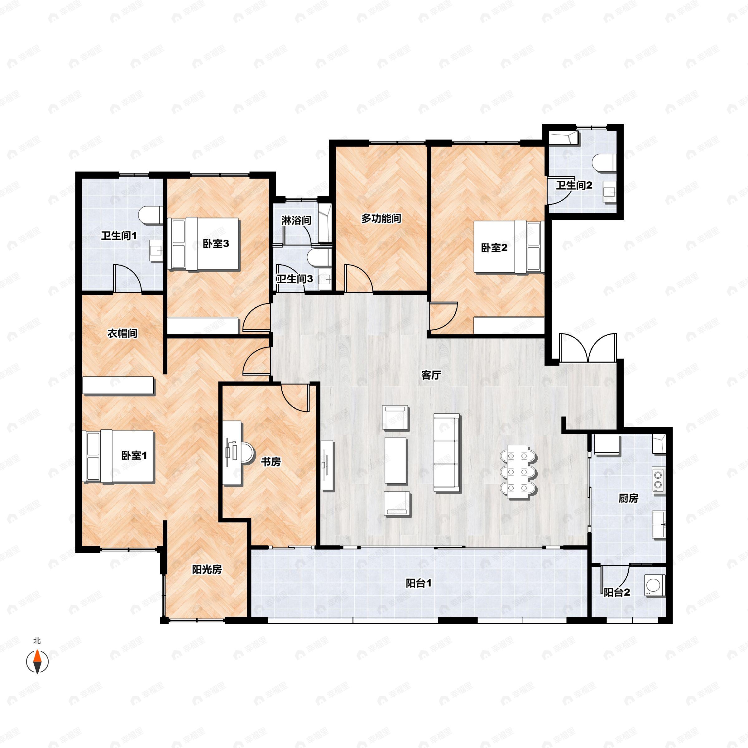 5室2厅3卫建面232平户型图