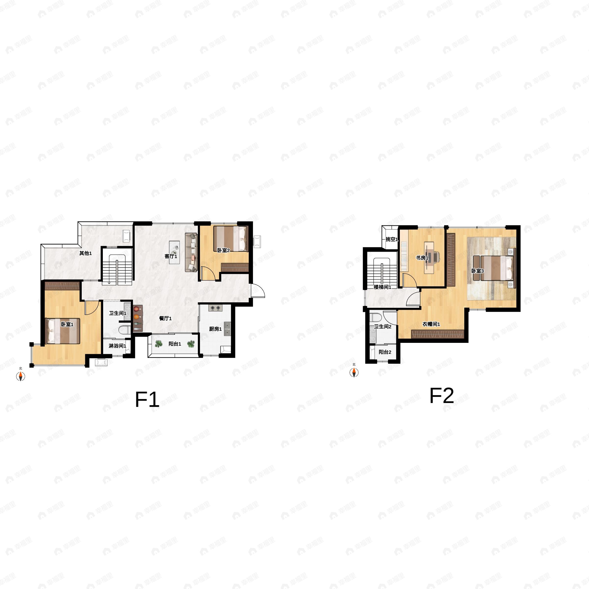 4室2厅2卫建面150平南|北户型图