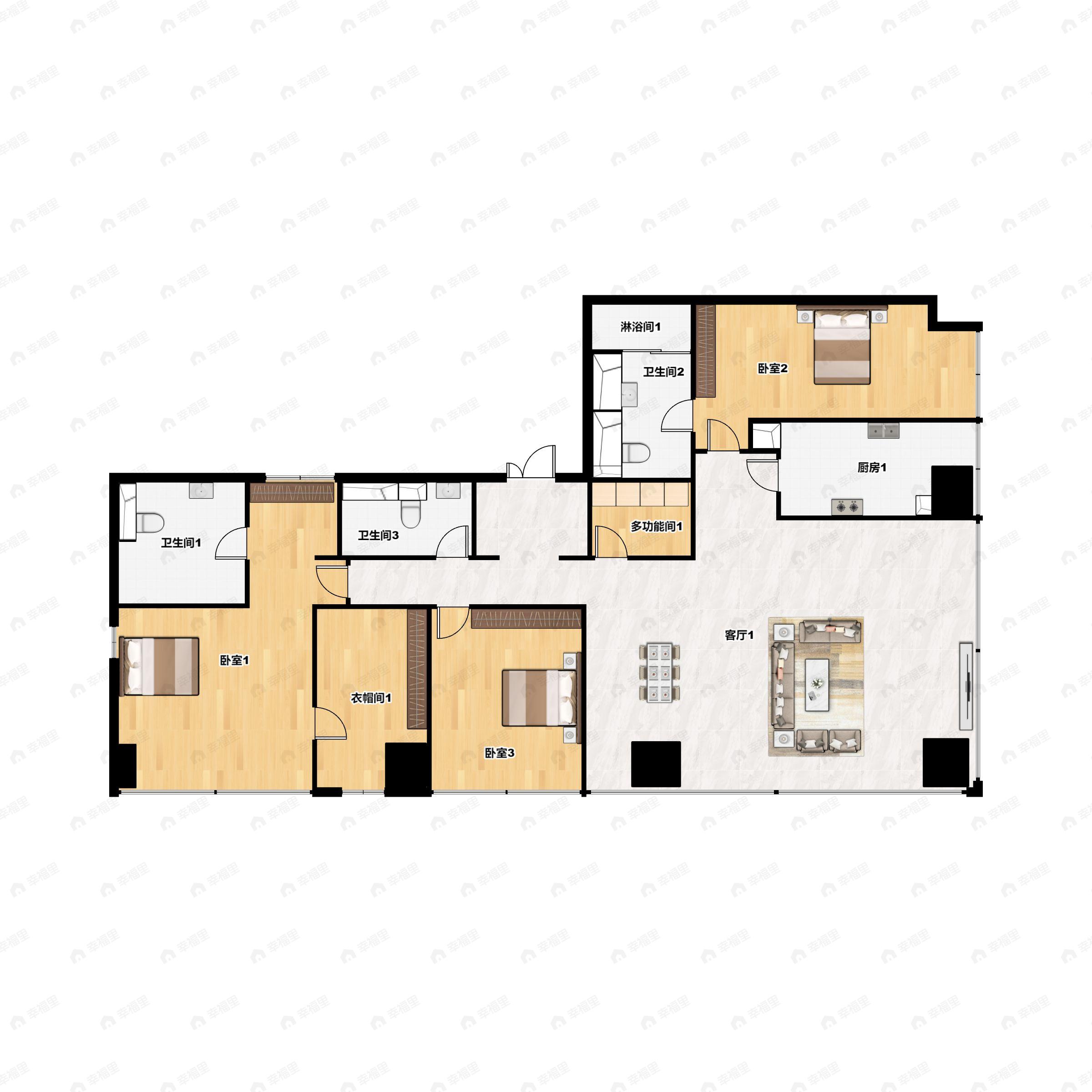 3室2厅3卫建面279平南|东户型图