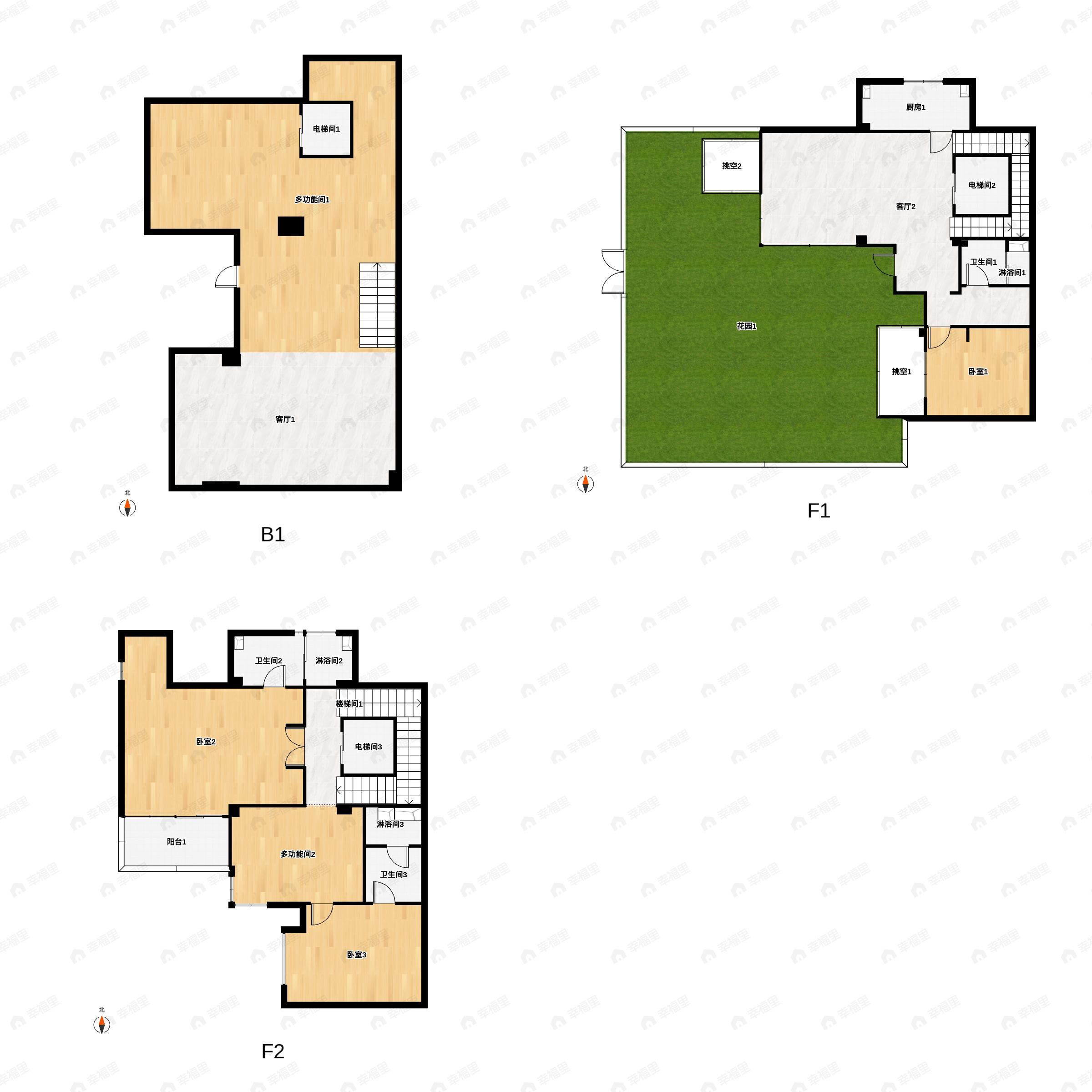 3室2厅3卫建面230平户型图
