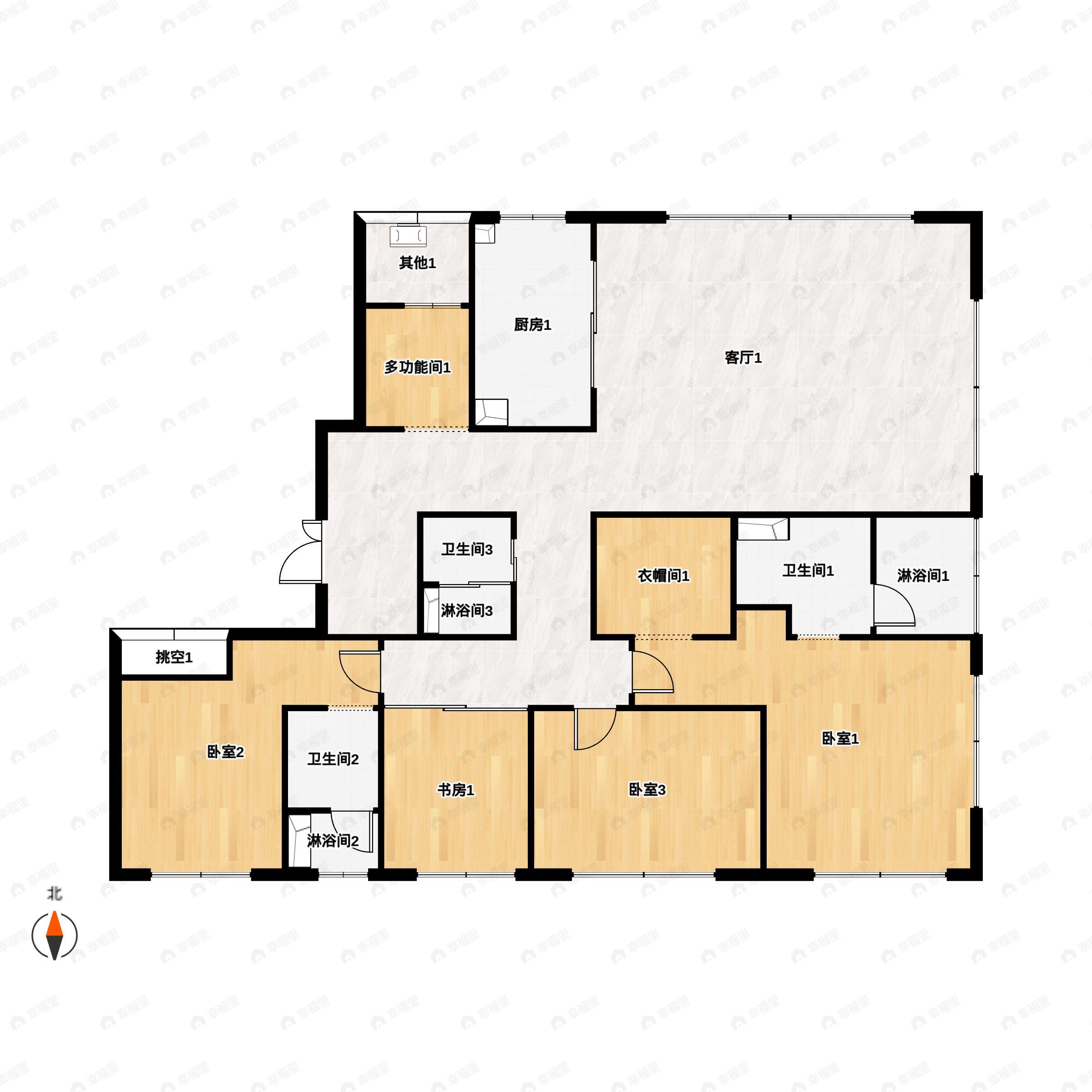 4室2厅3卫建面194平户型图