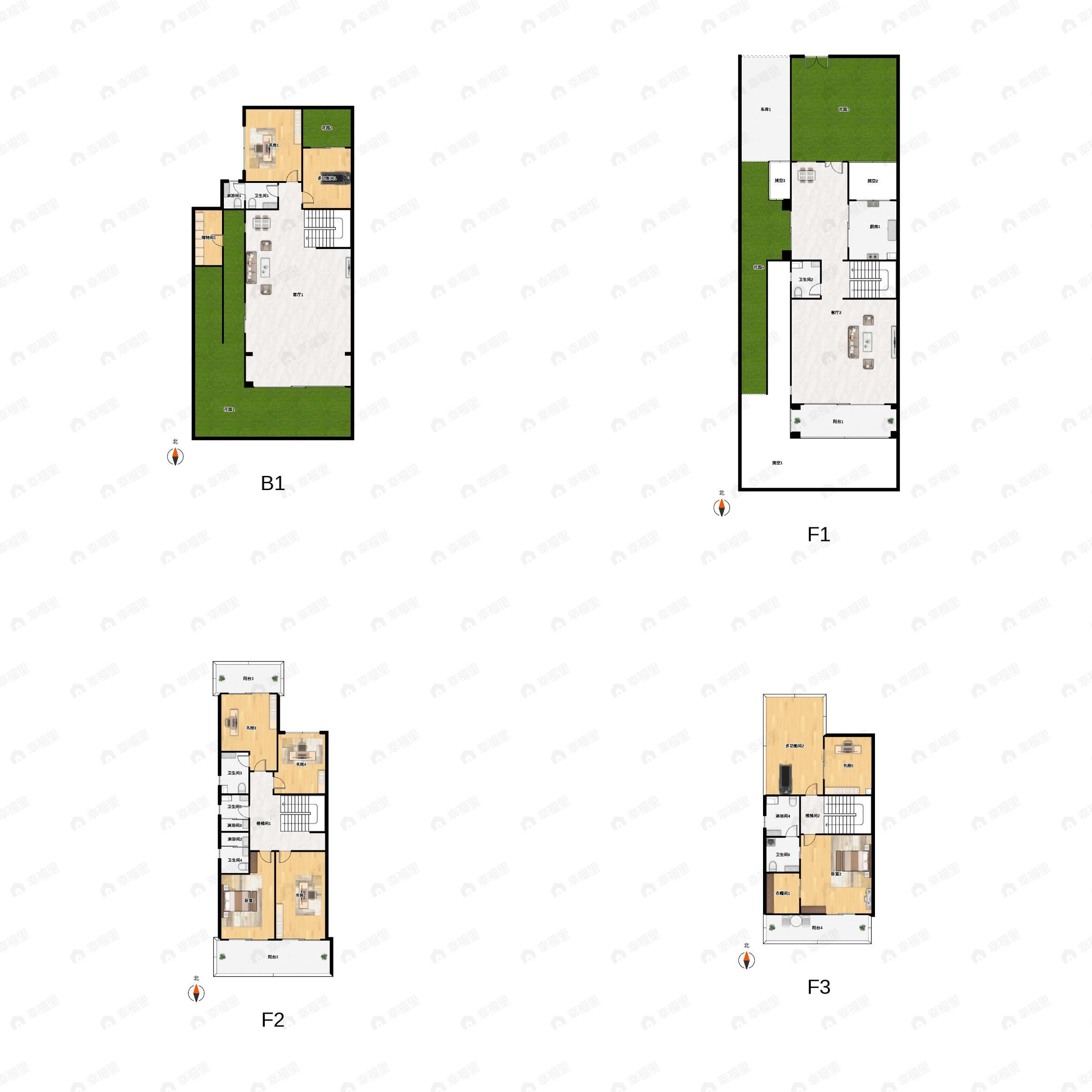 6室3厅6卫建面185平户型图