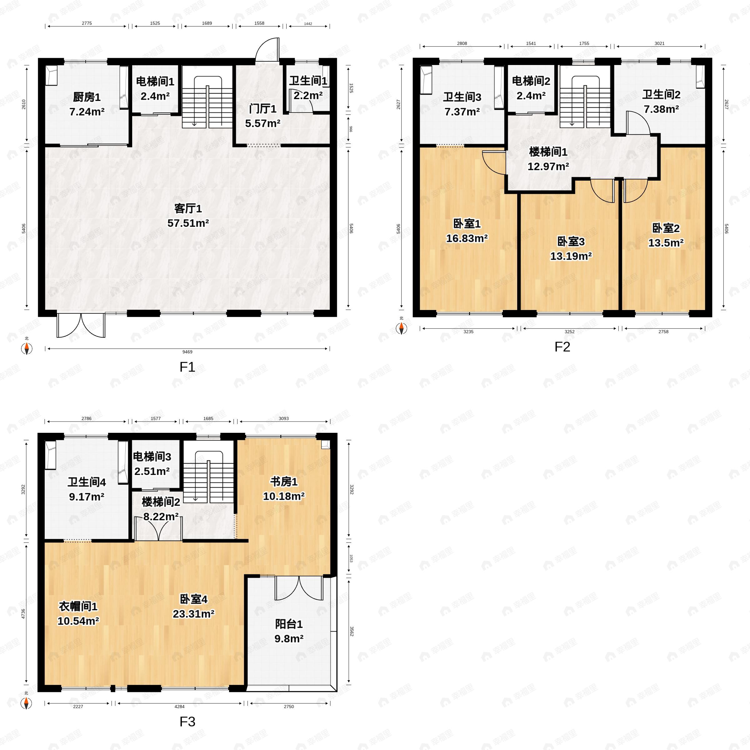 4室2厅4卫建面440平户型图