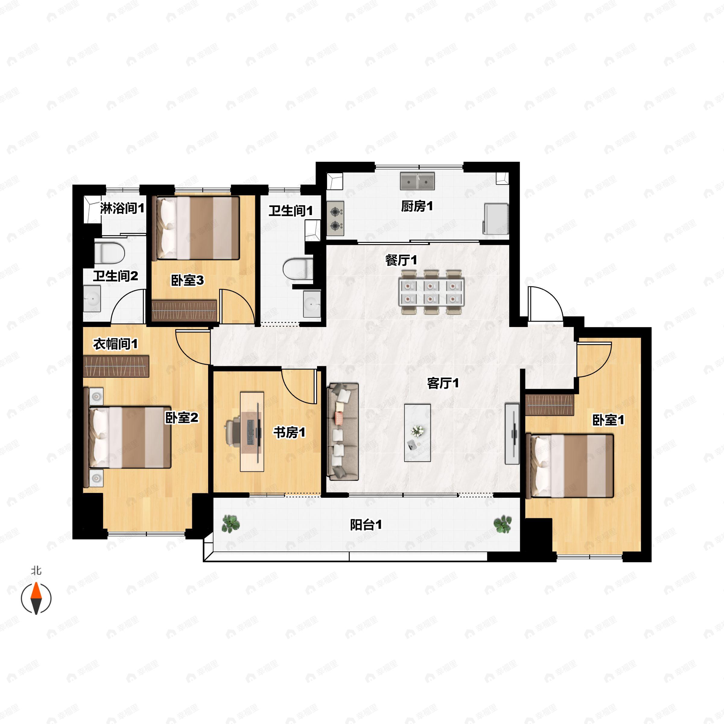 4室2厅2卫建面150平户型图