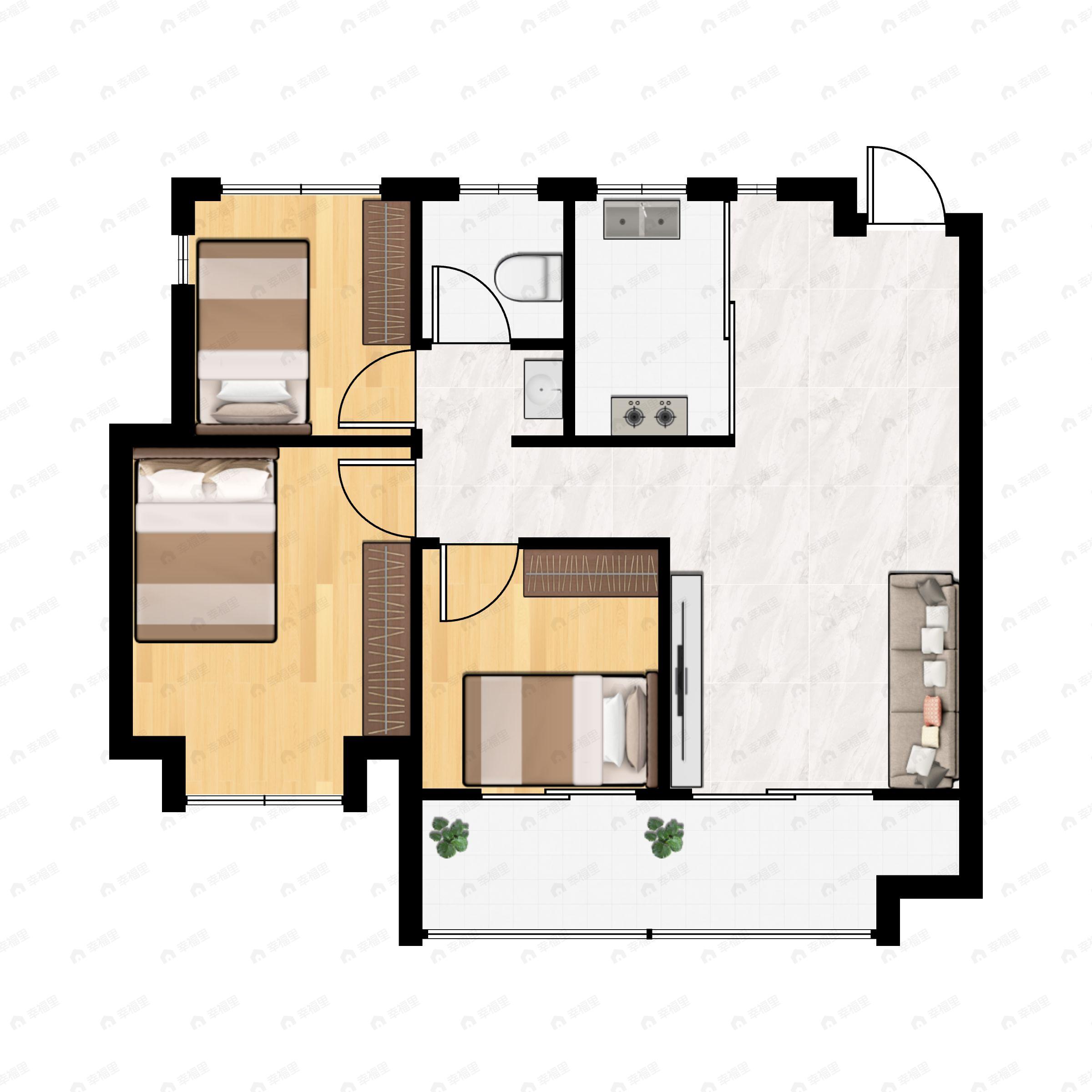 3室2厅1卫建面93平户型图