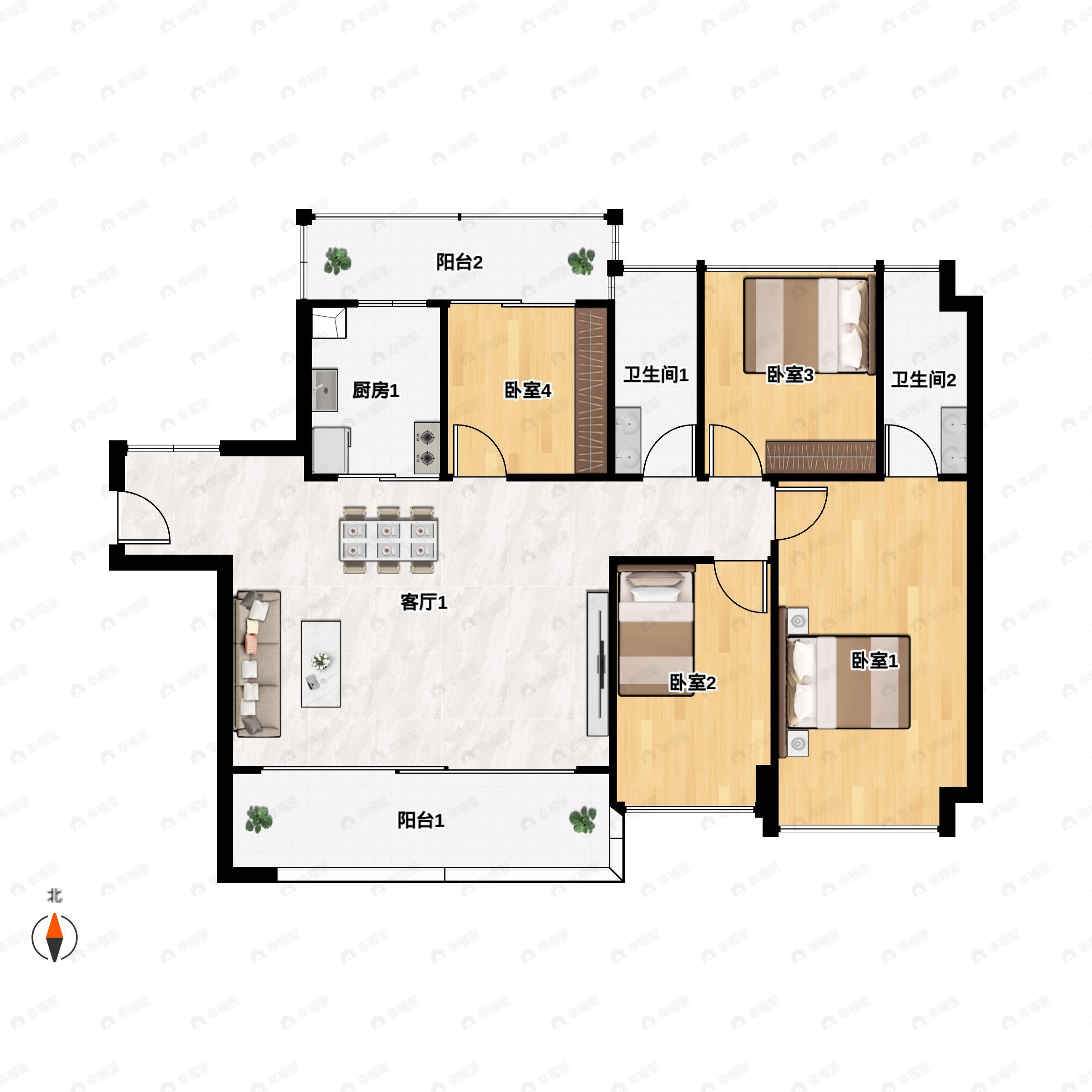 怡景金墩龙庭4室2厅2卫户型图