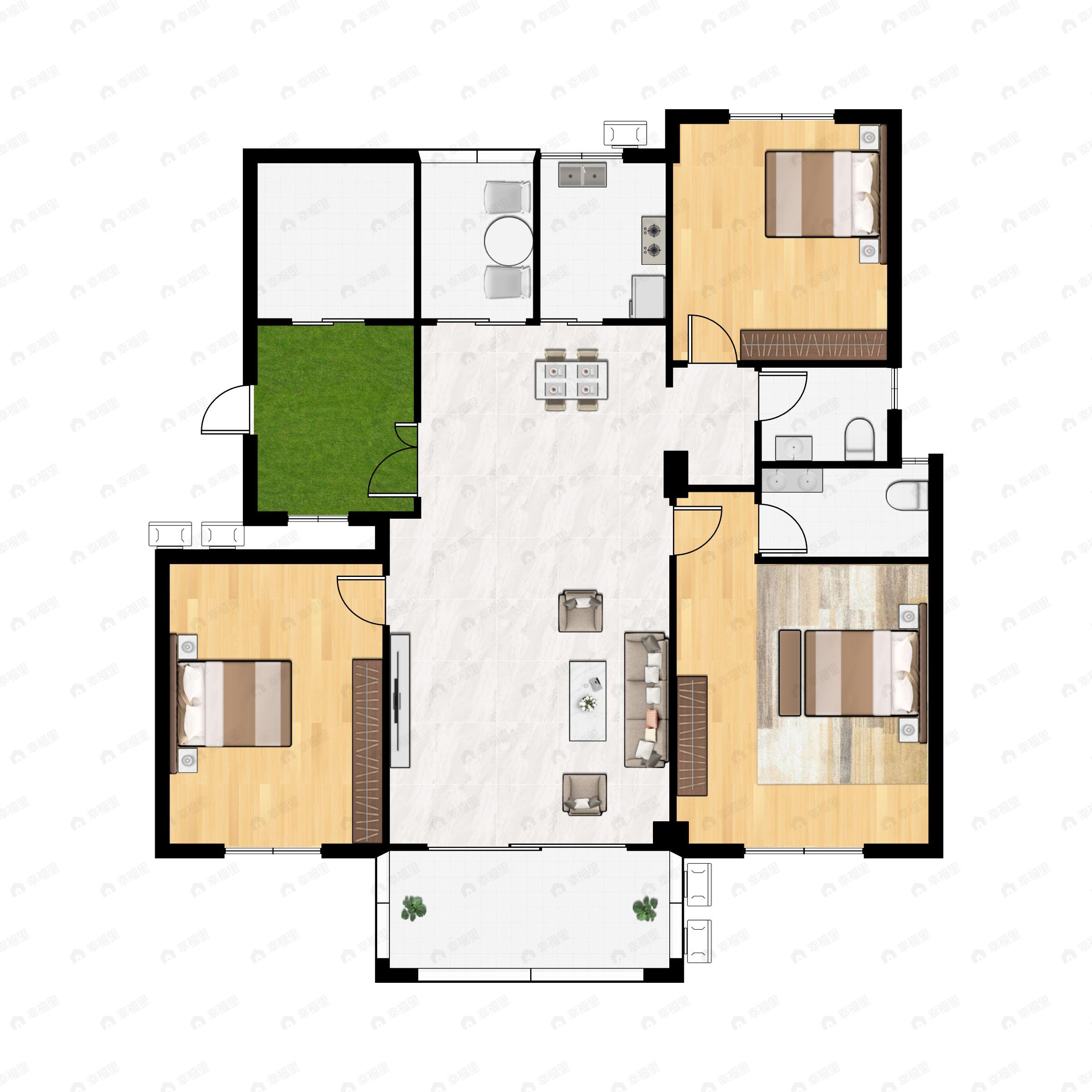 香榭丽都3室2厅2卫户型图