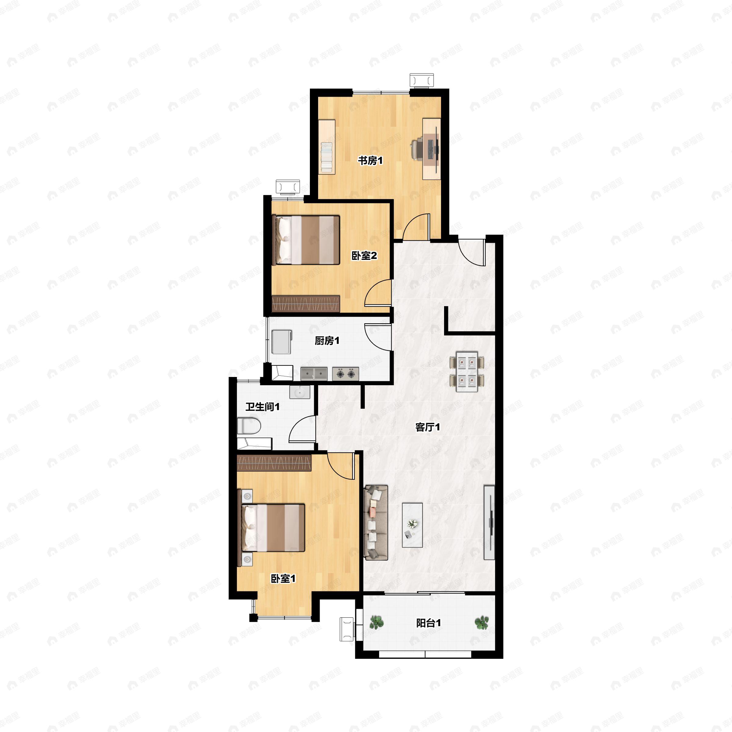 绿地长岛3室2厅1卫户型图