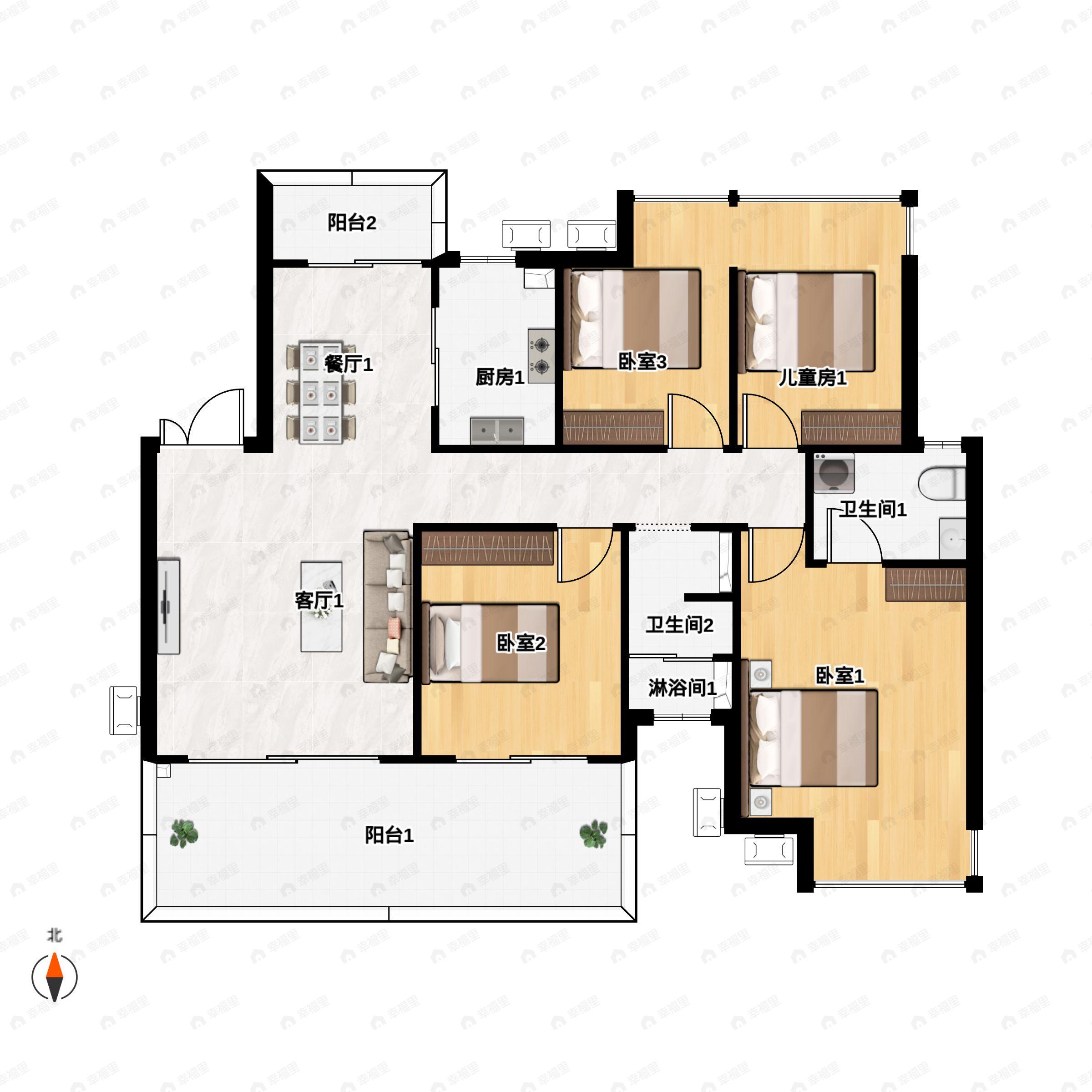 5室2厅2卫建面125平户型图