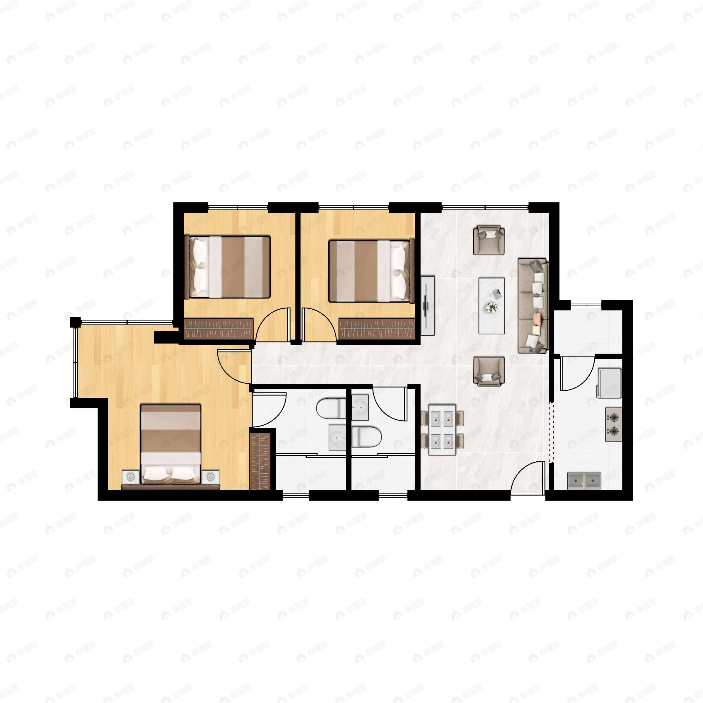 3室2厅2卫建面117平户型图