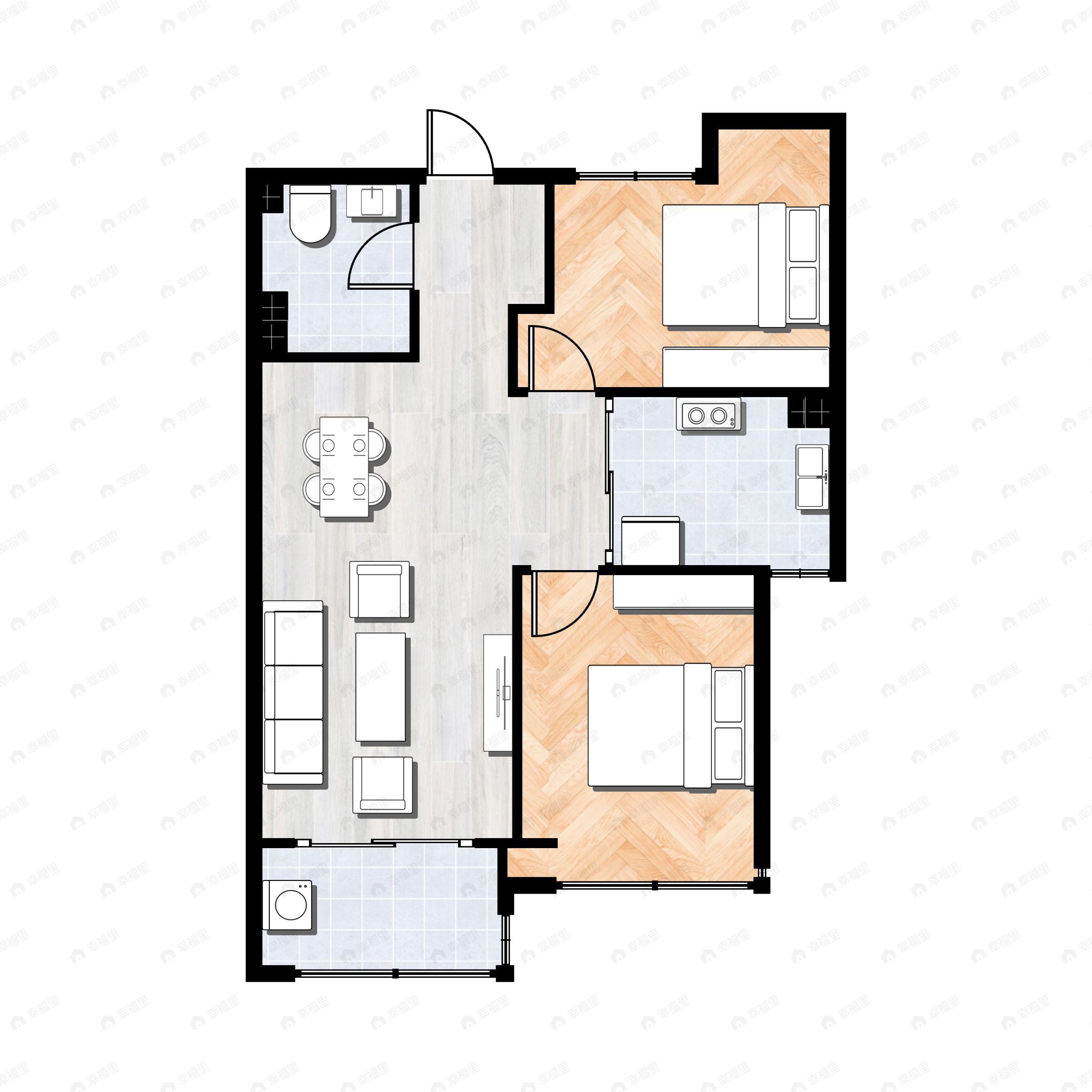 2室2厅1卫建面93平户型图