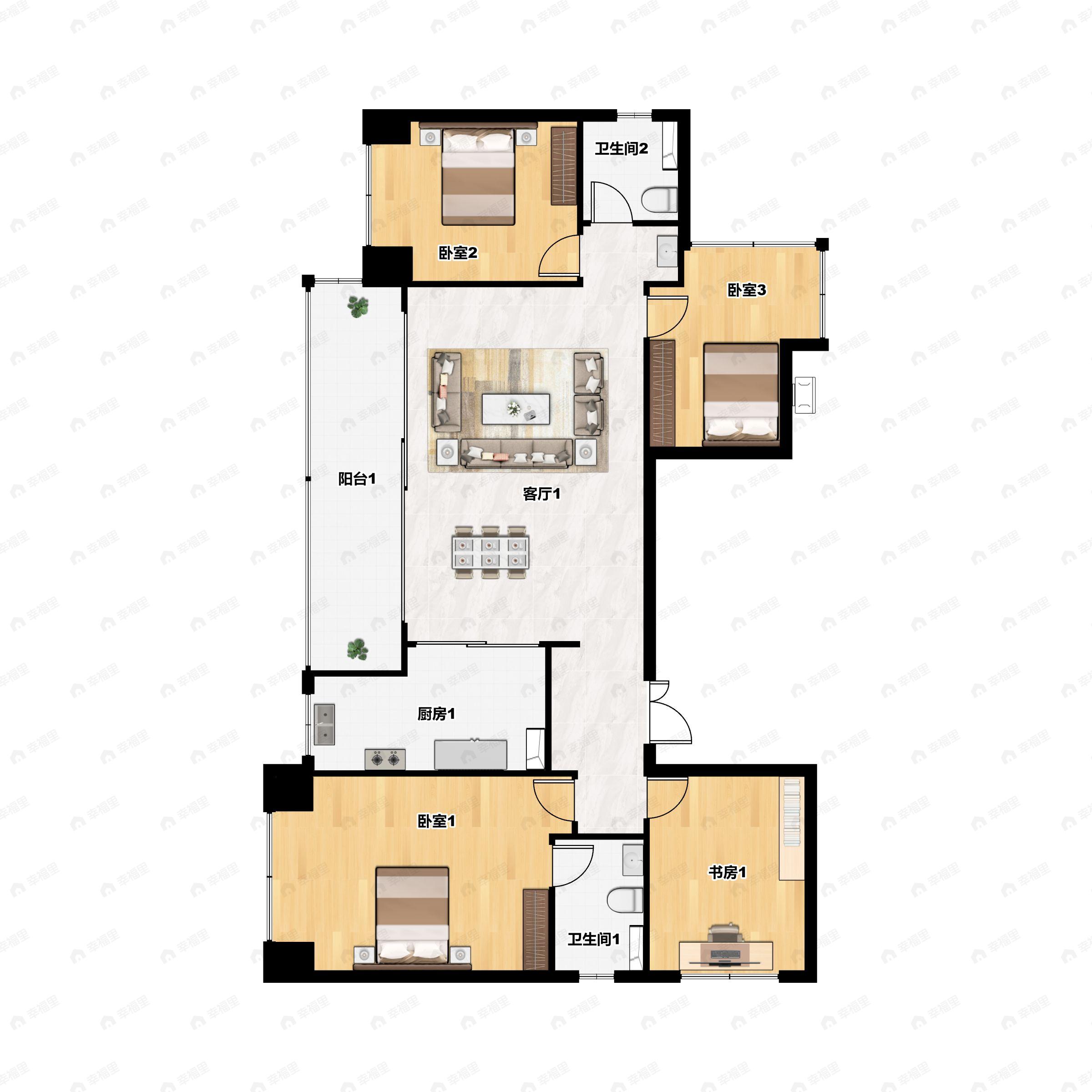 4室2厅2卫建面134平户型图