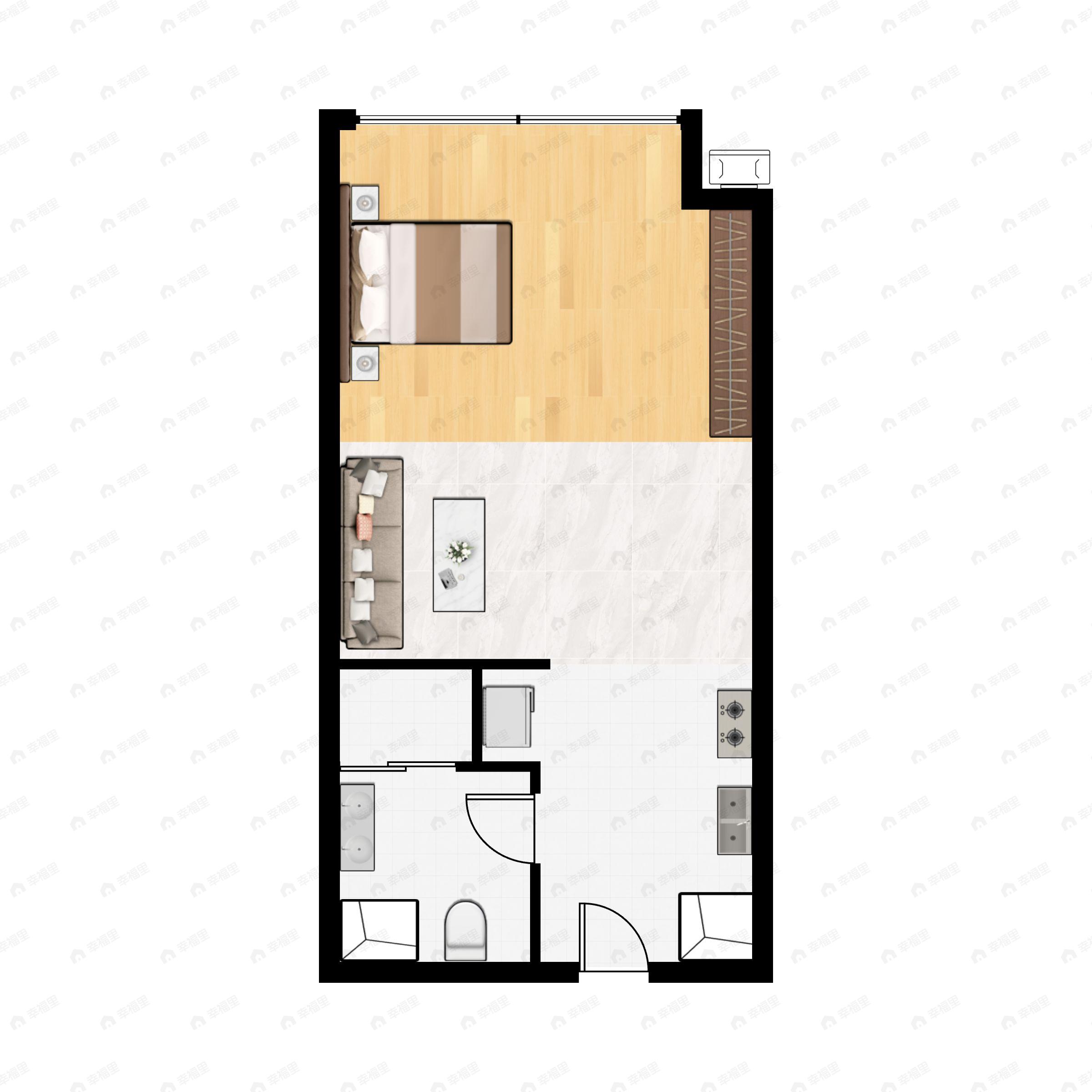 1室1厅1卫建面39平户型图