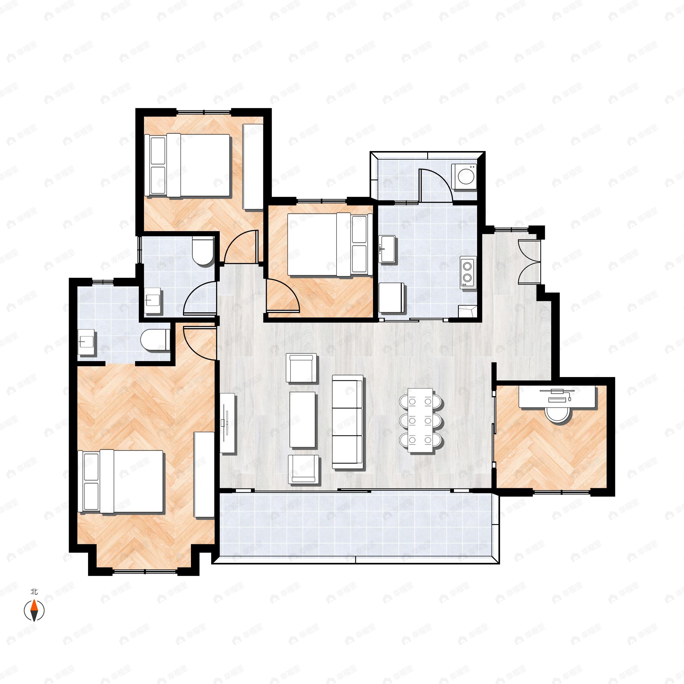 4室2厅2卫建面119平户型图