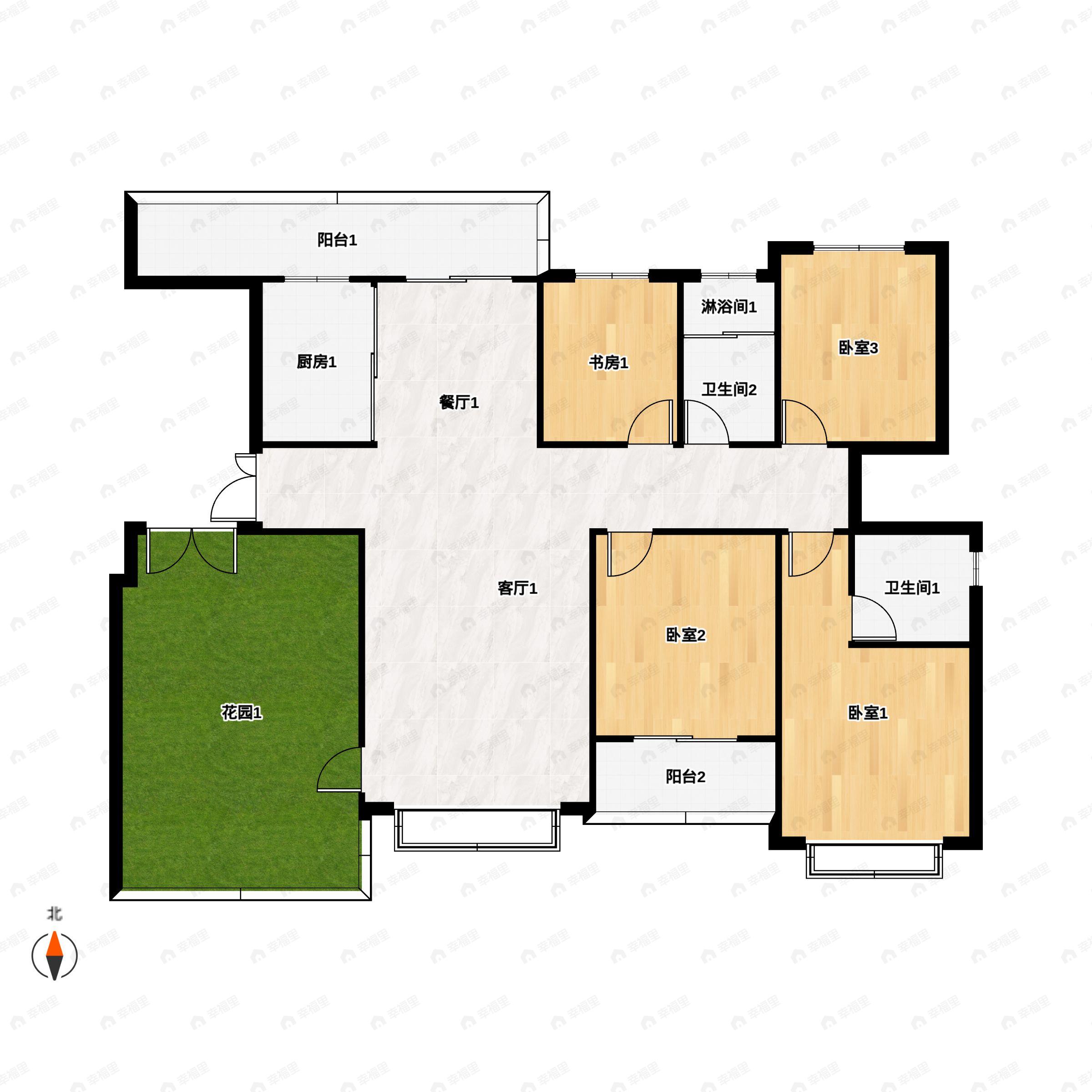 4室2厅2卫建面177平南|北户型图